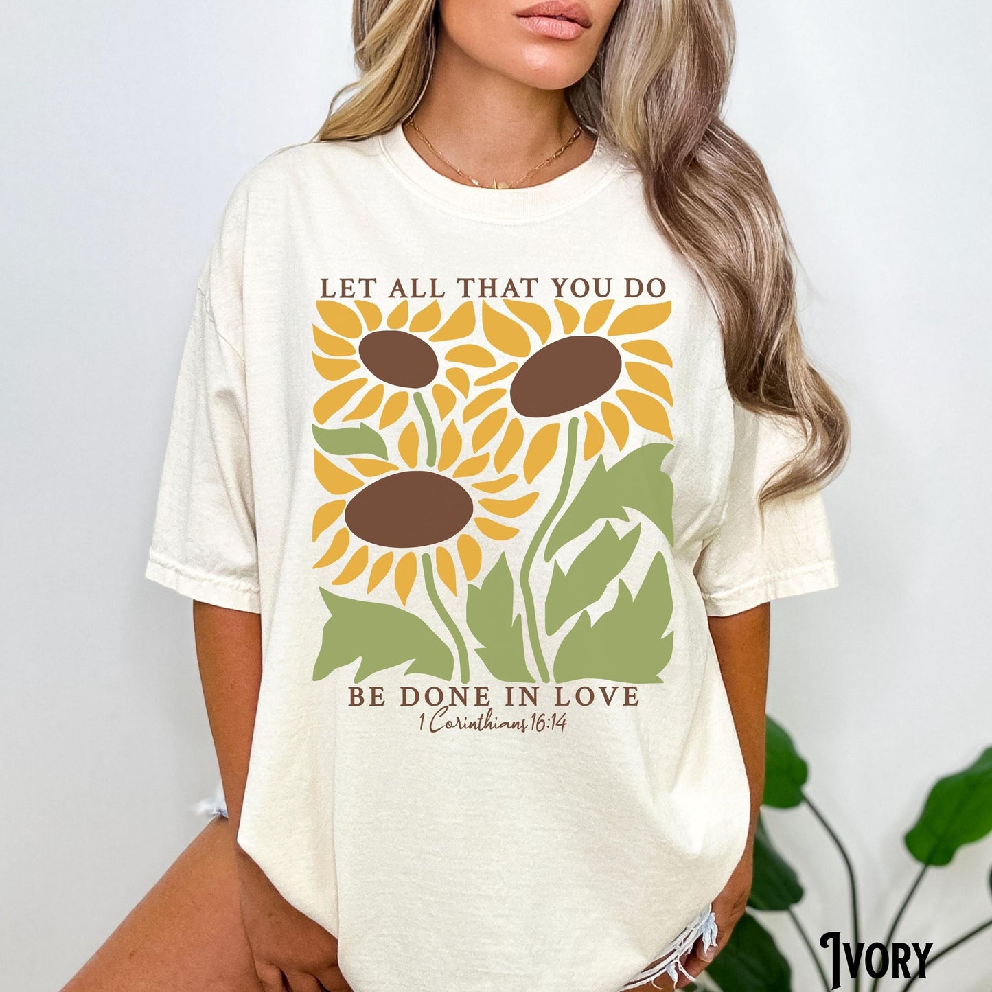 Christian Flower Shirt Let All That You Do Be Done In Love Floral Tee Boho Bible Verse Faith Religious Sunflower Graphic Tee – Premium Graphic · Must-Have Style