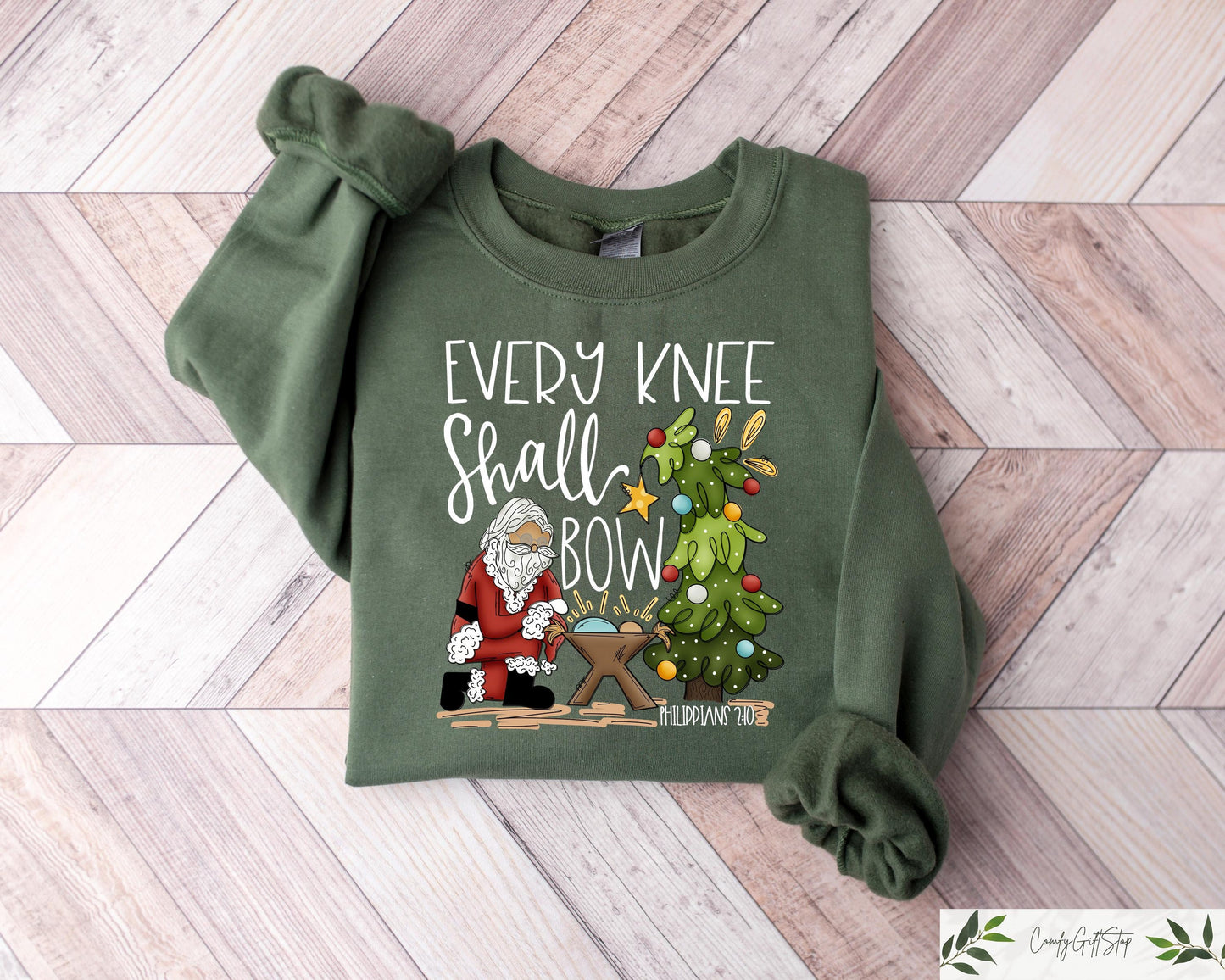 Every Knee Shall Bow Sweatshirt Christmas Sweater Christian Xmas Shirts Funny Christmas Gifts Church Xmas Tee Nativity Sweatshirt Sweatshirt – Soft Feel · Top Pick For Any Outfit