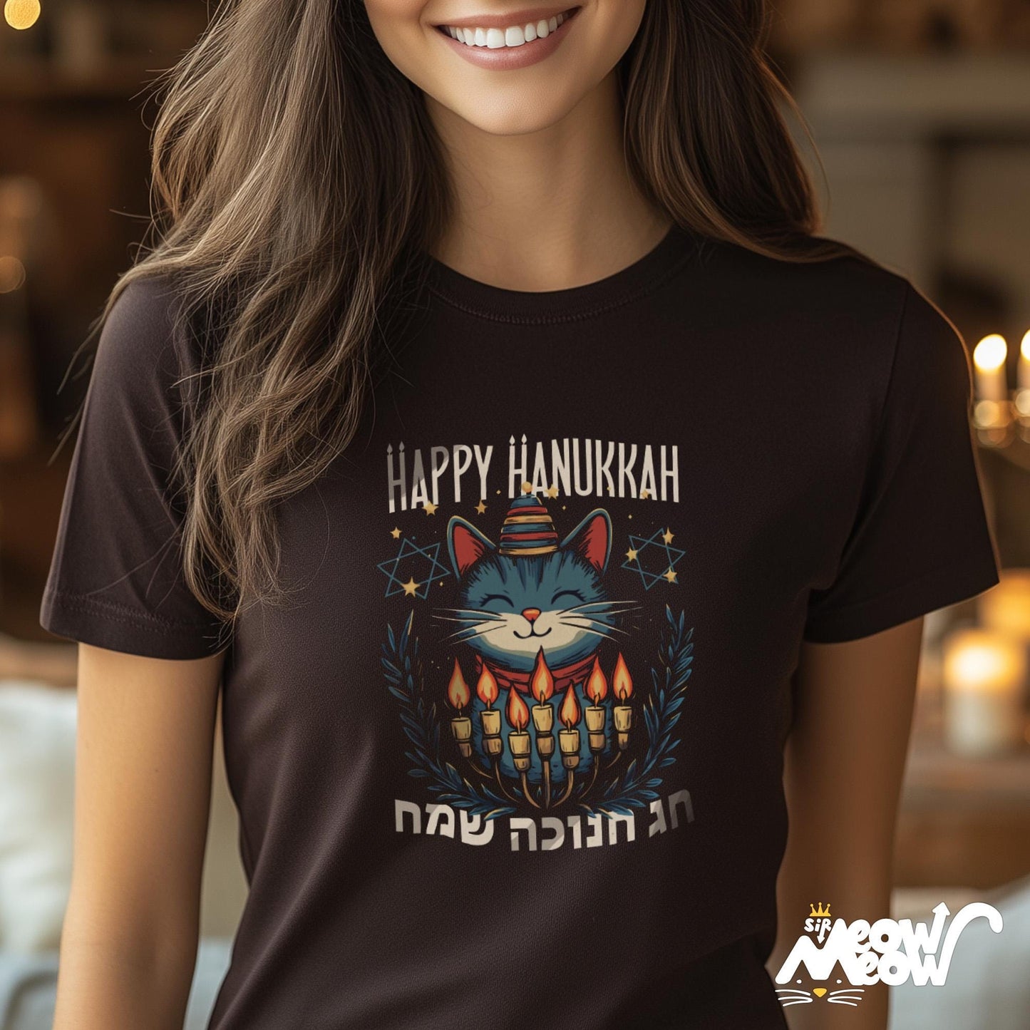 Happy Hanukkah Cat Shirt Cute Chanukah Cat Gift Jewish Holiday Cat Apparel Graphic Tee – Fan Favorite · Great Gift For Fans