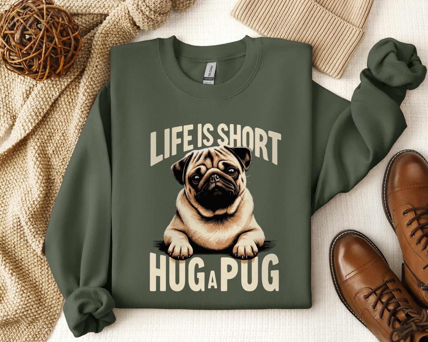 Pug Sweatshirt Cute Dog Mom Sweatshirt Adorable Pug Lover Tee Funny Dog Lover Shirt Dog Mom Gift Dog Dad T Shirt Gift for Her Sweatshirt – Bold Style · Great Gift For Fans