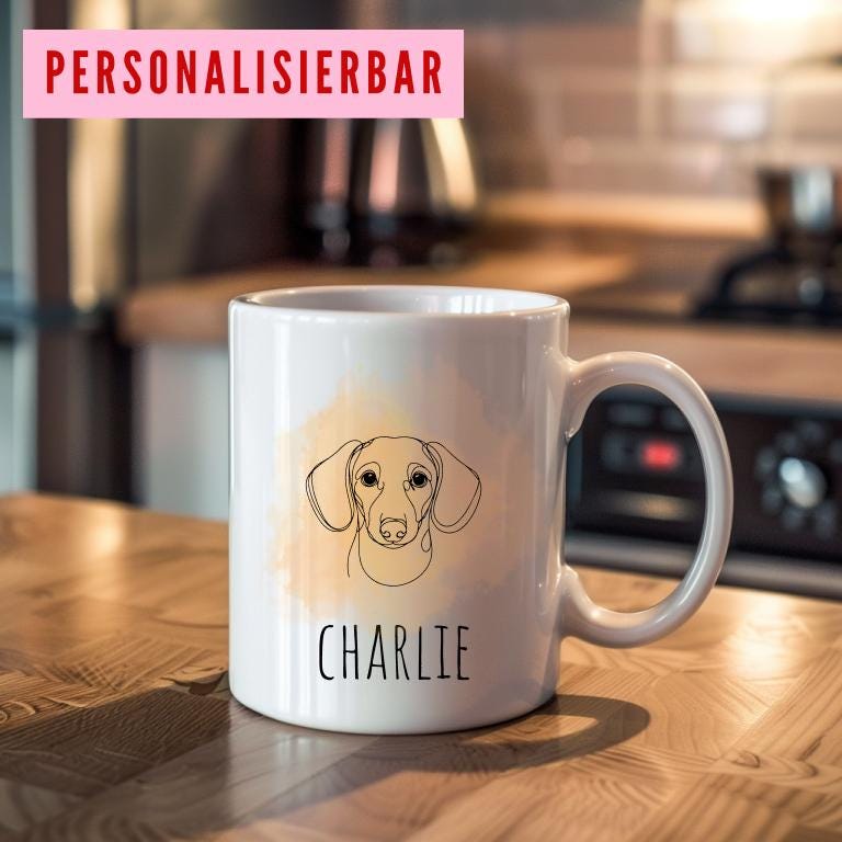 Personalisierebare Dackel Tasse Dackel Tasse Geschenk fr Hundebesitzer Custom Hunde Tasse Dackel Geschenk Graphic Tee – Cozy Vibes · Must-Have Style