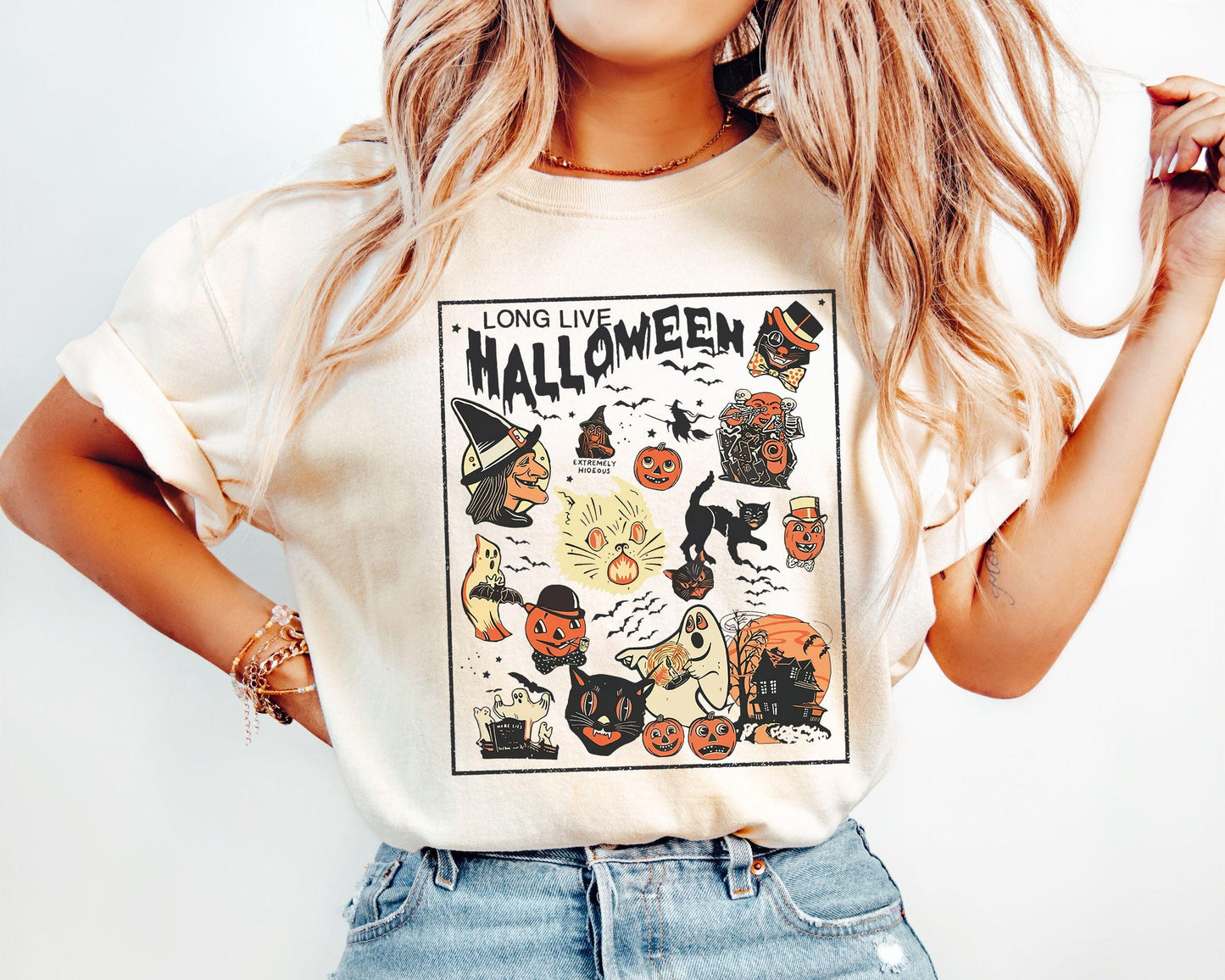 Retro Long Live Halloween Shirt Vintage Black Cat Shirt Retro Halloween Fall Spooky Season TeePumpkin Black Cat ShirtSpooky Season Tee Graphic Tee – Bold Style · Trending Graphic Apparel