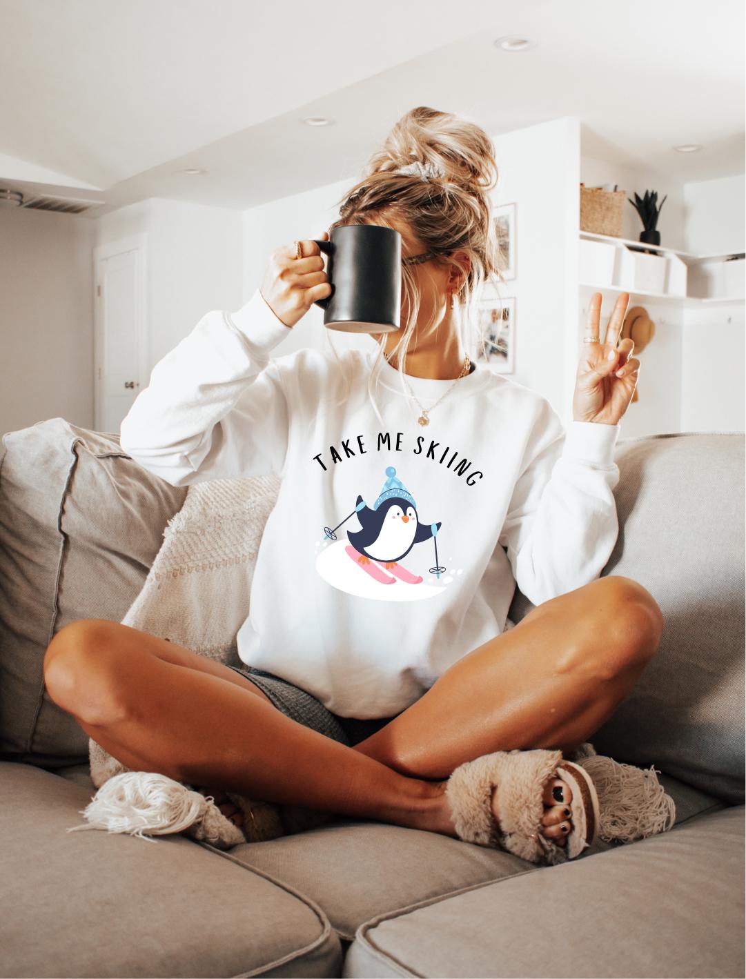 Ski Sweatshirt Take Me Skiing Shirt Ski Hoodie Ski Geschenk Oversized Ski Pullover Winter Hoodie Unisex Ski Shirt Skiurlaub Hoodie – Aesthetic Look · Great Gift For Fans