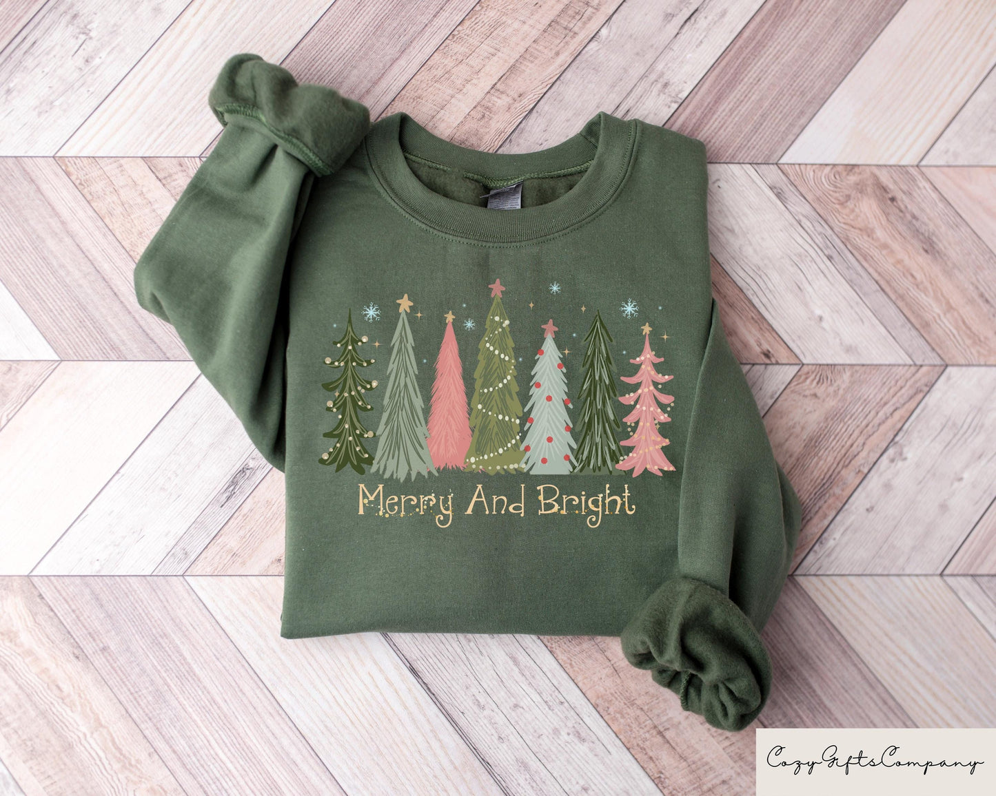 Merry Christmas Tree Sweater Merry Bright Christmas Crewneck Holiday Sweatshirt Womens Holiday Shirt Winter Tshirt Christmas Gifts Sweatshirt – Aesthetic Look · Must-Have Style