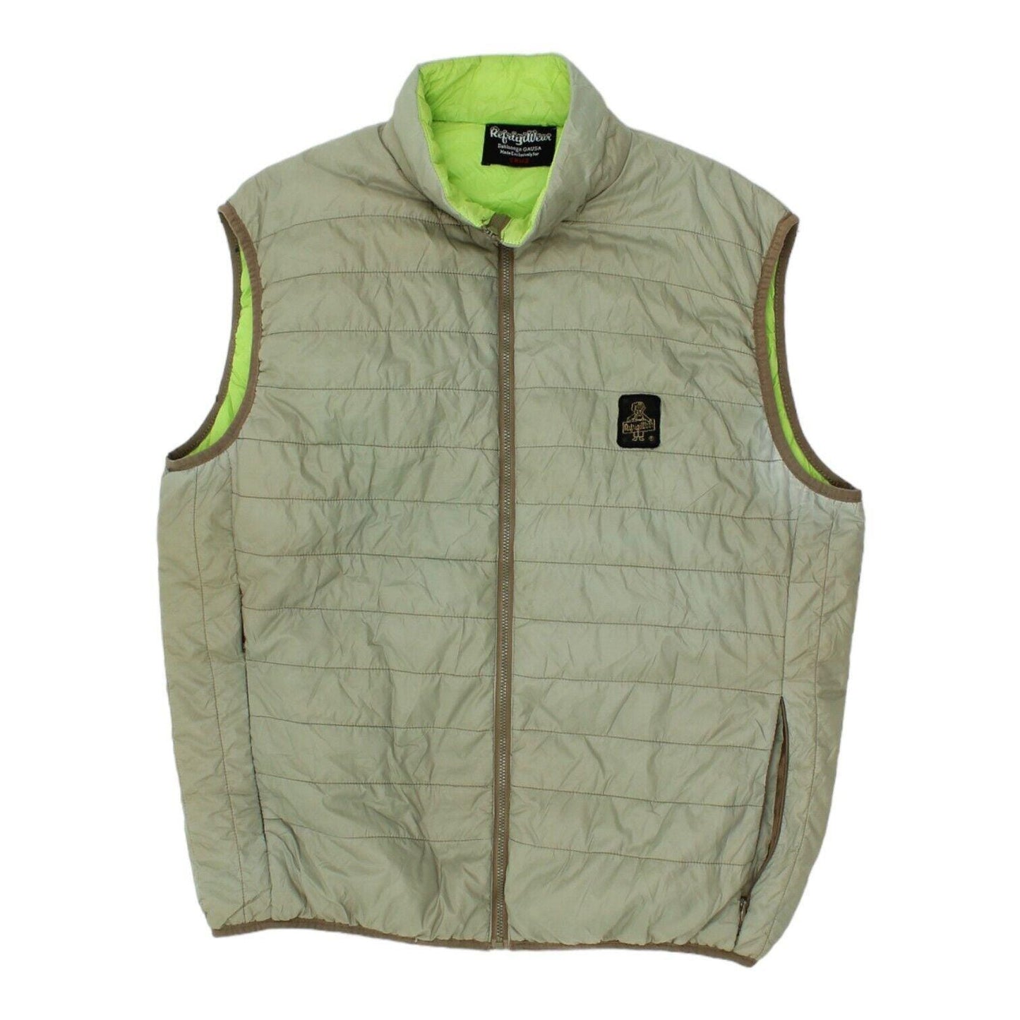 RefrigiWear Mens Grey Padded Gilet Vintage Designer Sleeveless Puffer Jacket Graphic Tee – Everyday Comfort · Great Gift For Fans