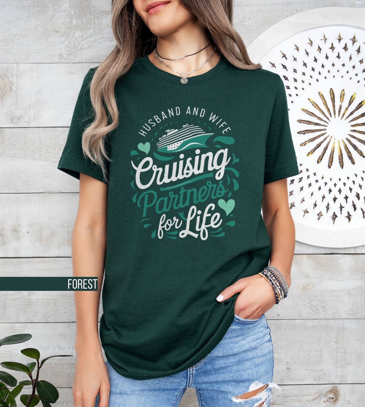Husband and Wife Cruising Partners for Life T Shirt Cute Couple Cruise Vacation Tee Anniversary Gift Matching Outfit for Cruise Lovers Graphic Tee – Premium Graphic · Great Gift For Fans