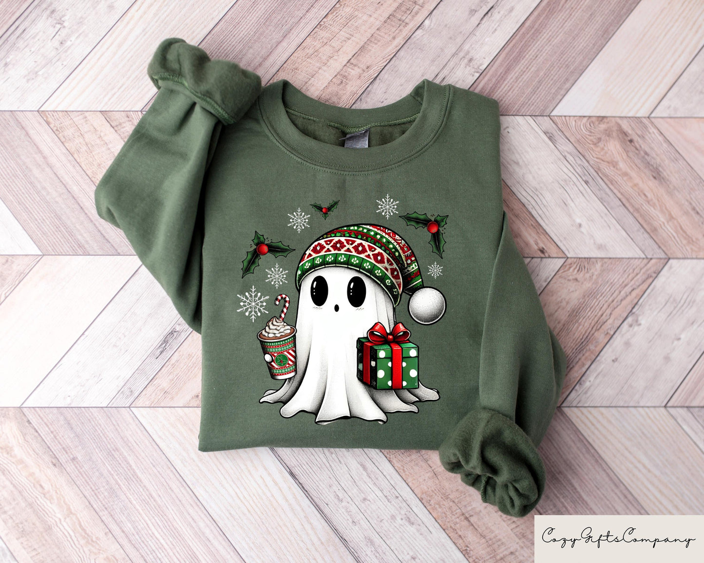 Christmas Ghost Santa Sweatshirt Christmas Ghost Gift Christmas Matching Shirts Xmas Holiday Gift Spooky Christmas Crewneck Sweatshirt – Cozy Vibes · Top Pick For Any Outfit