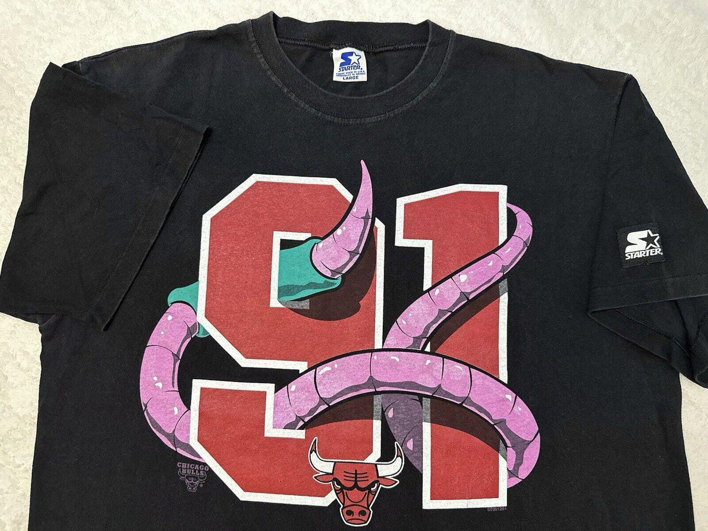 Vintage 1990s Dennis Rodman Chicago Bulls 91 Worm Graphic Starter T Shirt L XL Graphic Tee – Easygoing Wear · Must-Have Style