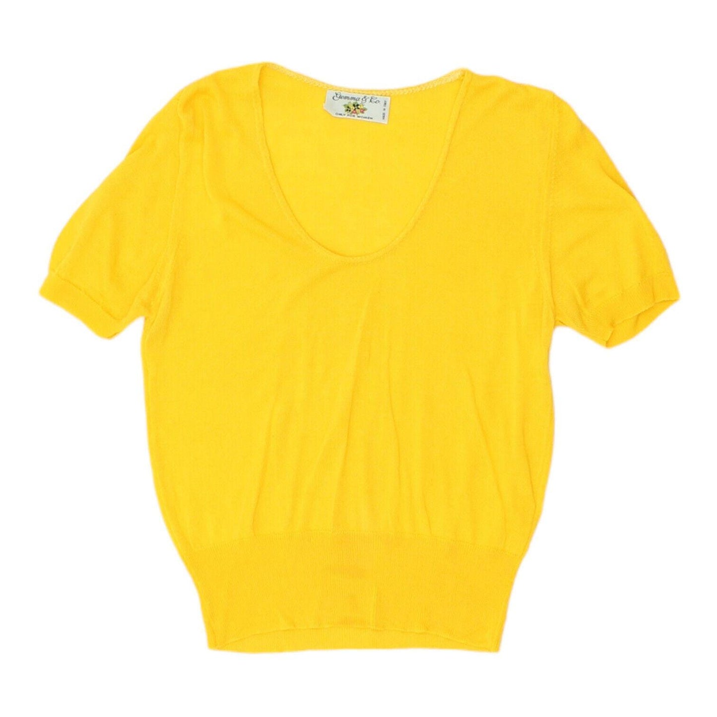 Gemma Co Womens Yellow Knit Short Sleeve Top Vintage High End Tshirt VTG Graphic Tee – Cozy Vibes · Great Gift For Fans
