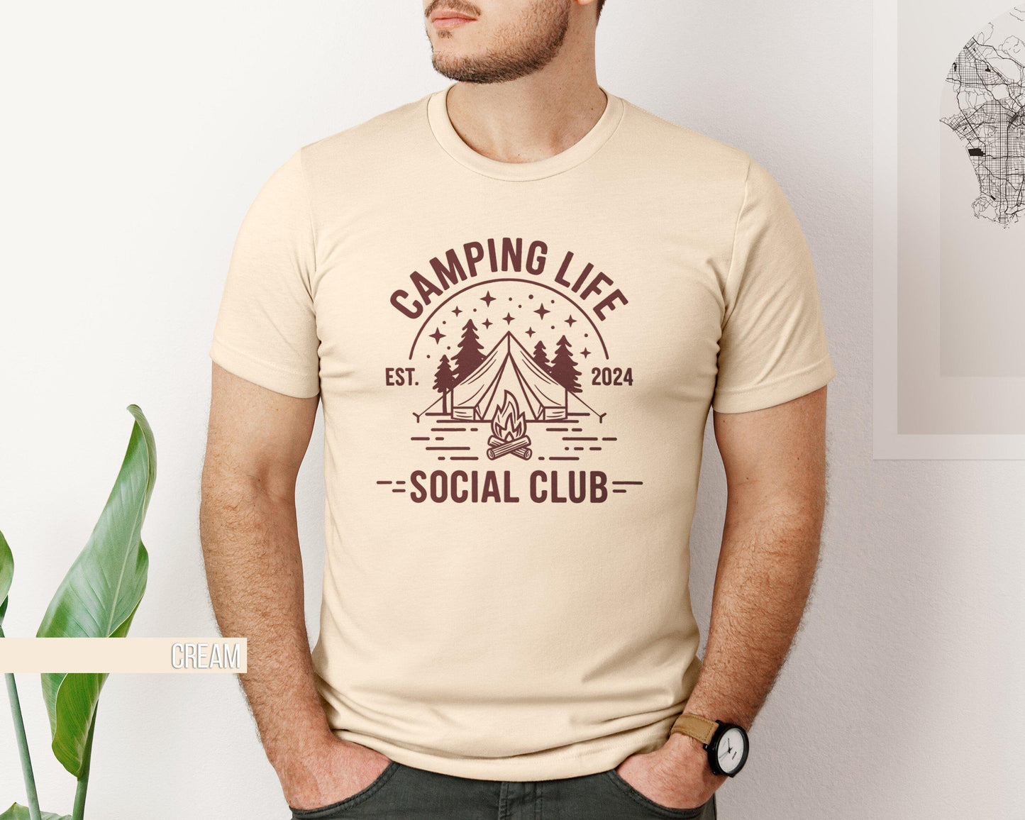 Camping Life Social Club Adventure T Shirt Hiking Campfire Graphic Tee Outdoor Enthusiast Shirt Unisex Hiking Outfit Nature Lover Tee Graphic Tee – Aesthetic Look · Top Pick For Any Outfit