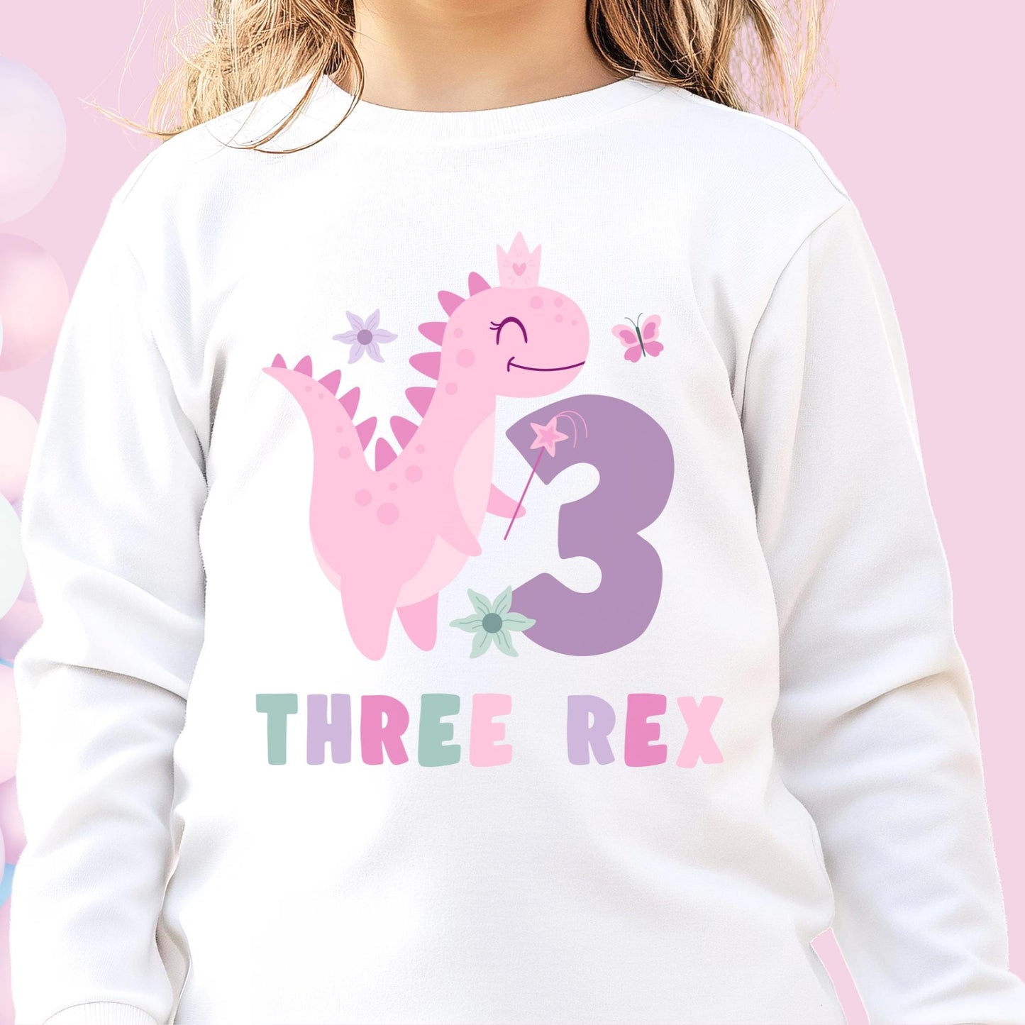 Three Rex Shirt Long Sleeves Third Birthday Shirt Dinosaur Birthday Girl Shirt Three Year Old TShirt Dino Party Girl 3rd Birthday T Shirt Graphic Tee – Everyday Comfort · Perfect For Daily Wear