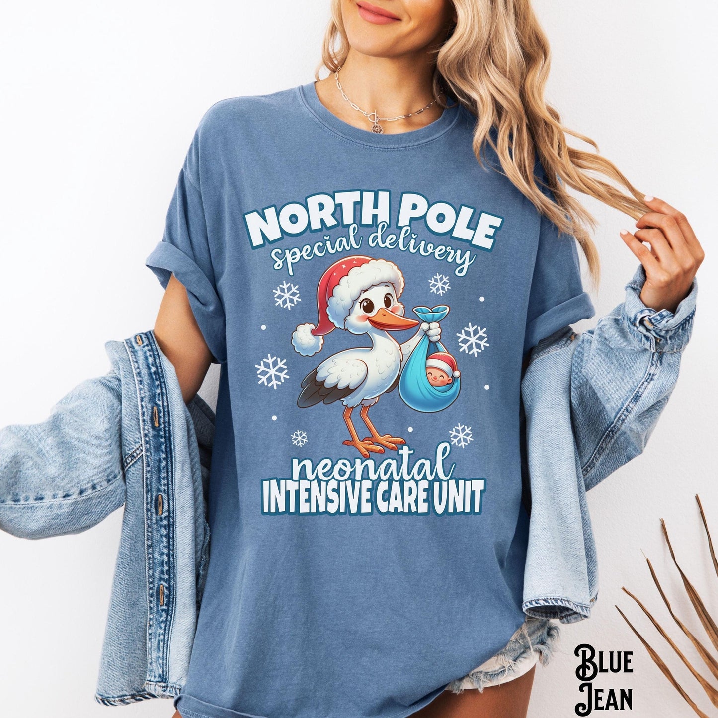NICU Nurse Christmas Shirt Neonatal Intensive Care Unit Doctor Crew Retro Santa Stork Holiday Special Delivery Gift Graphic Tee – Aesthetic Look · Top Pick For Any Outfit