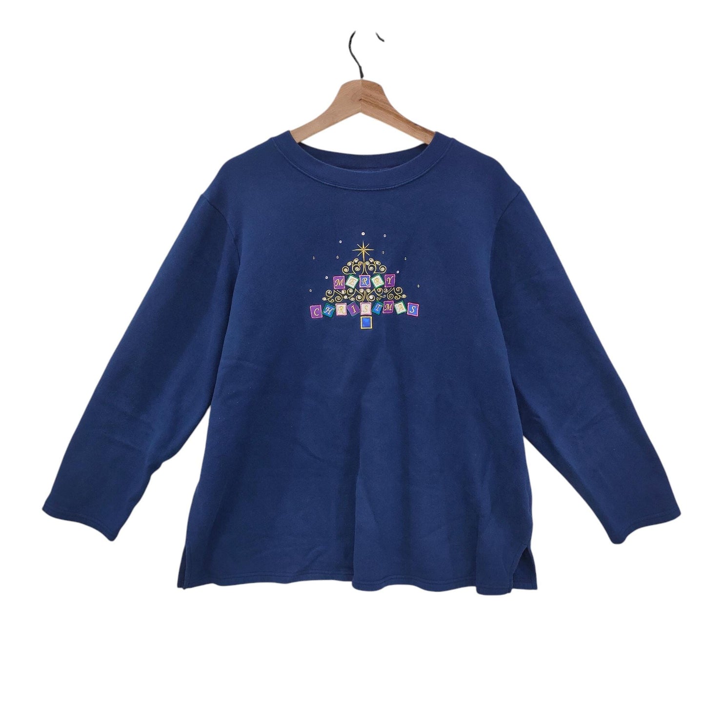 Y2K Christmas Sweatshirt X Large Vintage Christmas Sweater Crewneck Navy Blue Size XL Sweatshirt – Soft Feel · High-Quality Print