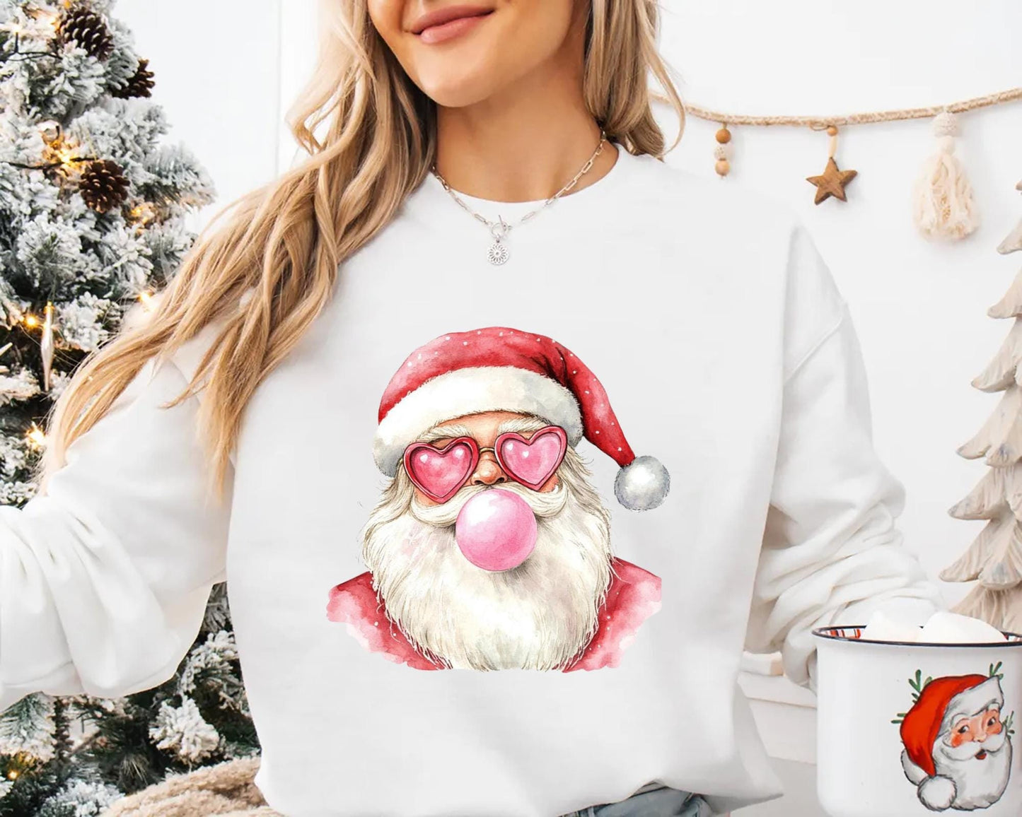 Santa Blowing Bubble Gum Christmas Shirt Funny Christmas Santa T Shirt Christmas Santa Sweatshirt Funny Santa Holiday Tee Christmas Gift Sweatshirt – Aesthetic Look · Perfect For Daily Wear