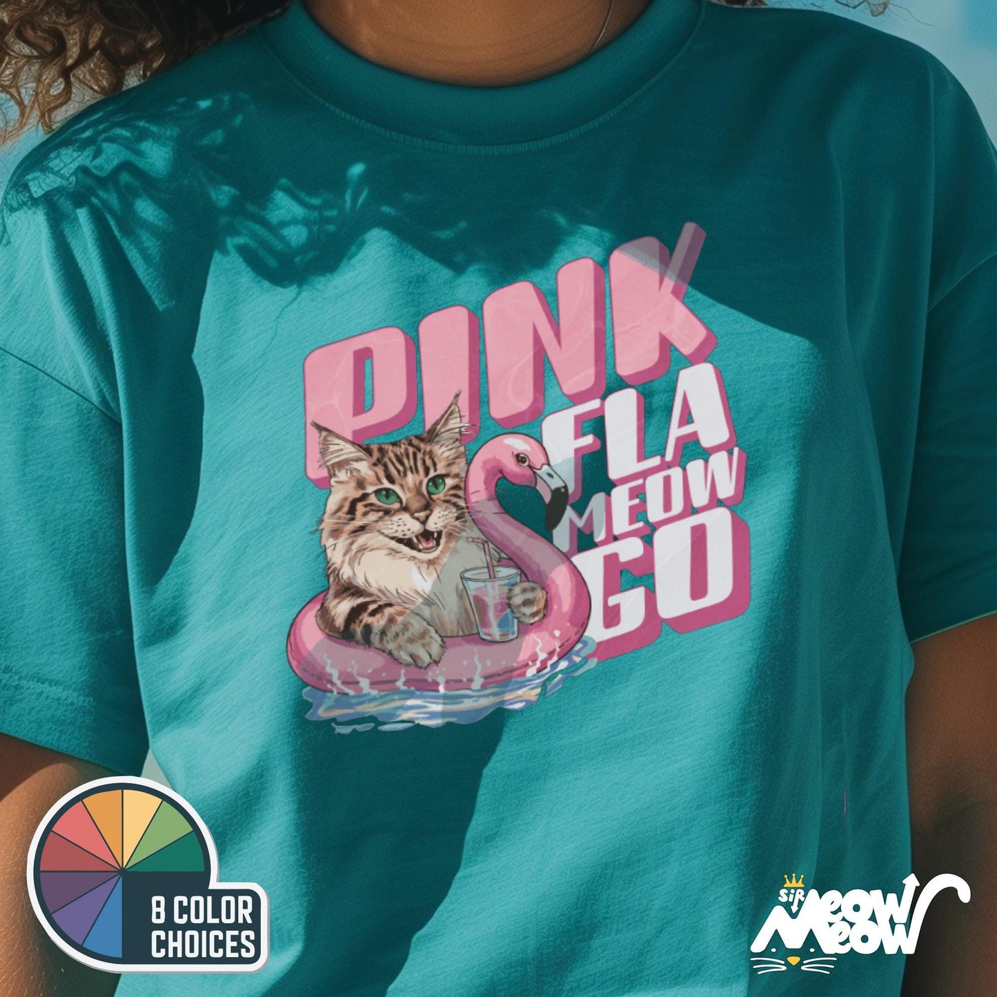 Funny Flamingo Cat T Shirt Retro Pink Fla MEOW Go Float Design Quirky Gift for Cat Lovers Graphic Tee – Warm & Stylish · Trending Graphic Apparel