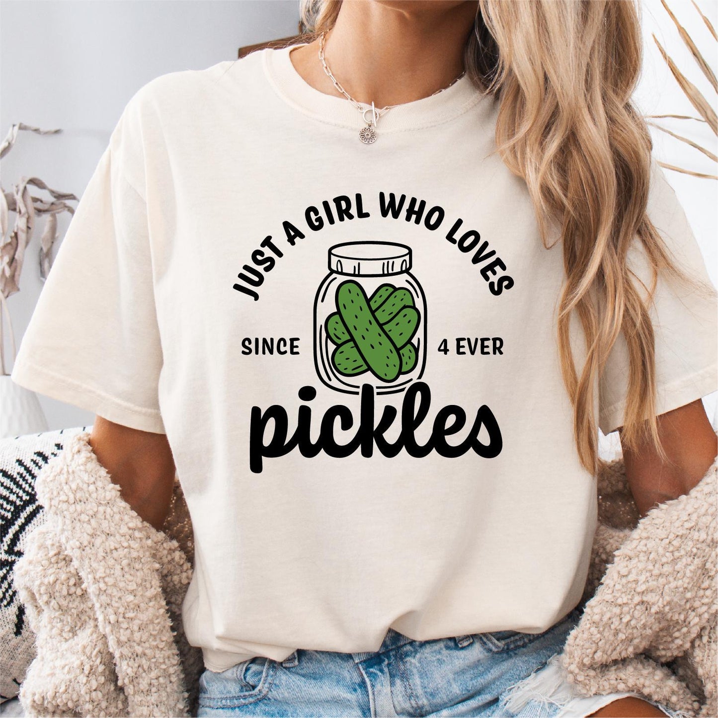 Pickle Shirt Just a Girl Who Loves Pickles Funny Pickle Lover Gift Birthday Shirt for Girls Canning Enthusiast Graphic Tee – Fan Favorite · Trending Graphic Apparel