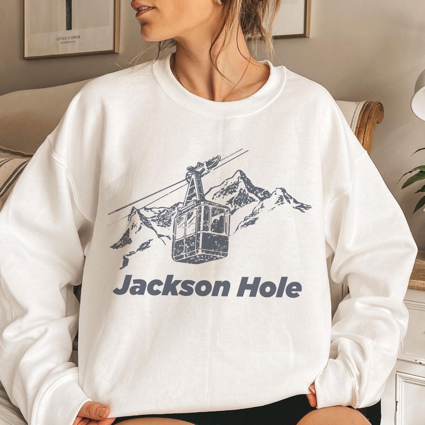 Jackson Hole Wyoming Sweatshirt Unisex Mountain Ski Lift Crewneck Jackson Hole Sweatshirt Personalization Available Sweatshirt – Warm & Stylish · High-Quality Print
