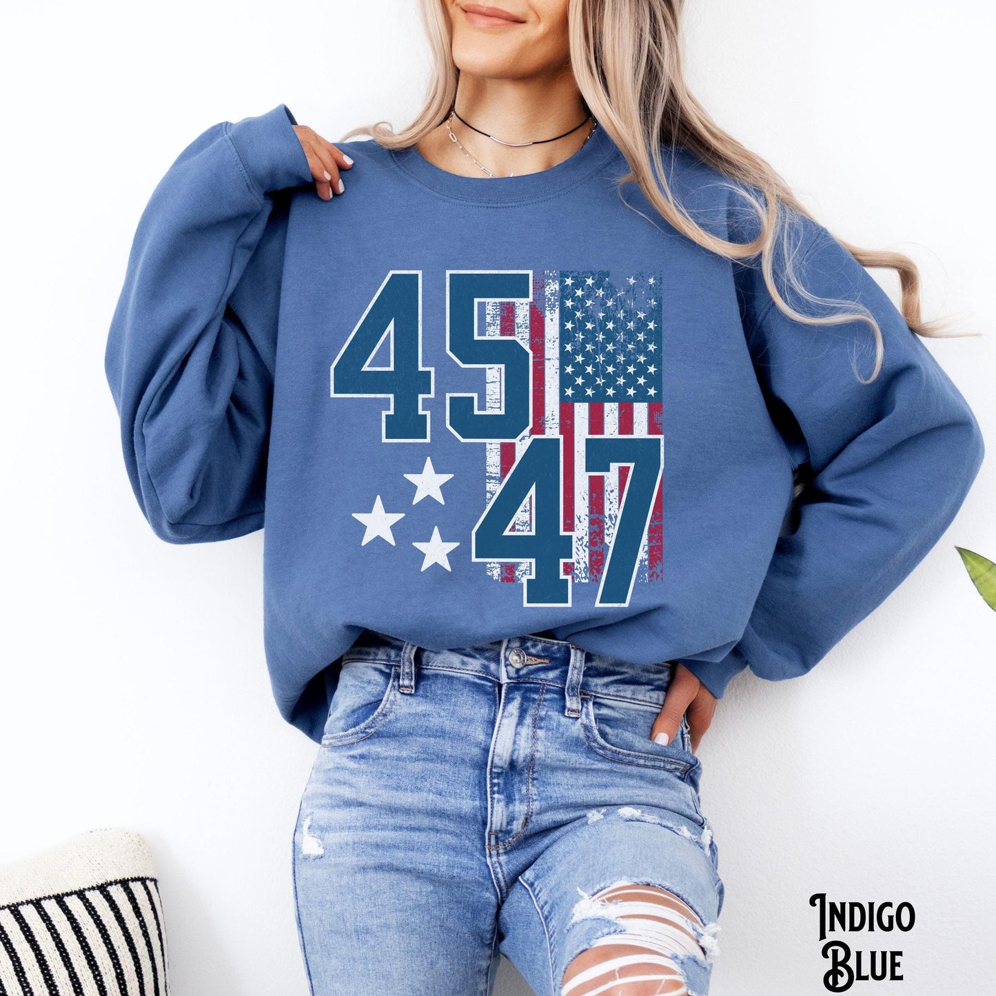 Trump 45 47 MAGA President Trump Crewneck Sweatshirt Sweater 2025 Flag Patriotic USA US Political Election Victory Sweatshirt – Premium Graphic · Must-Have Style