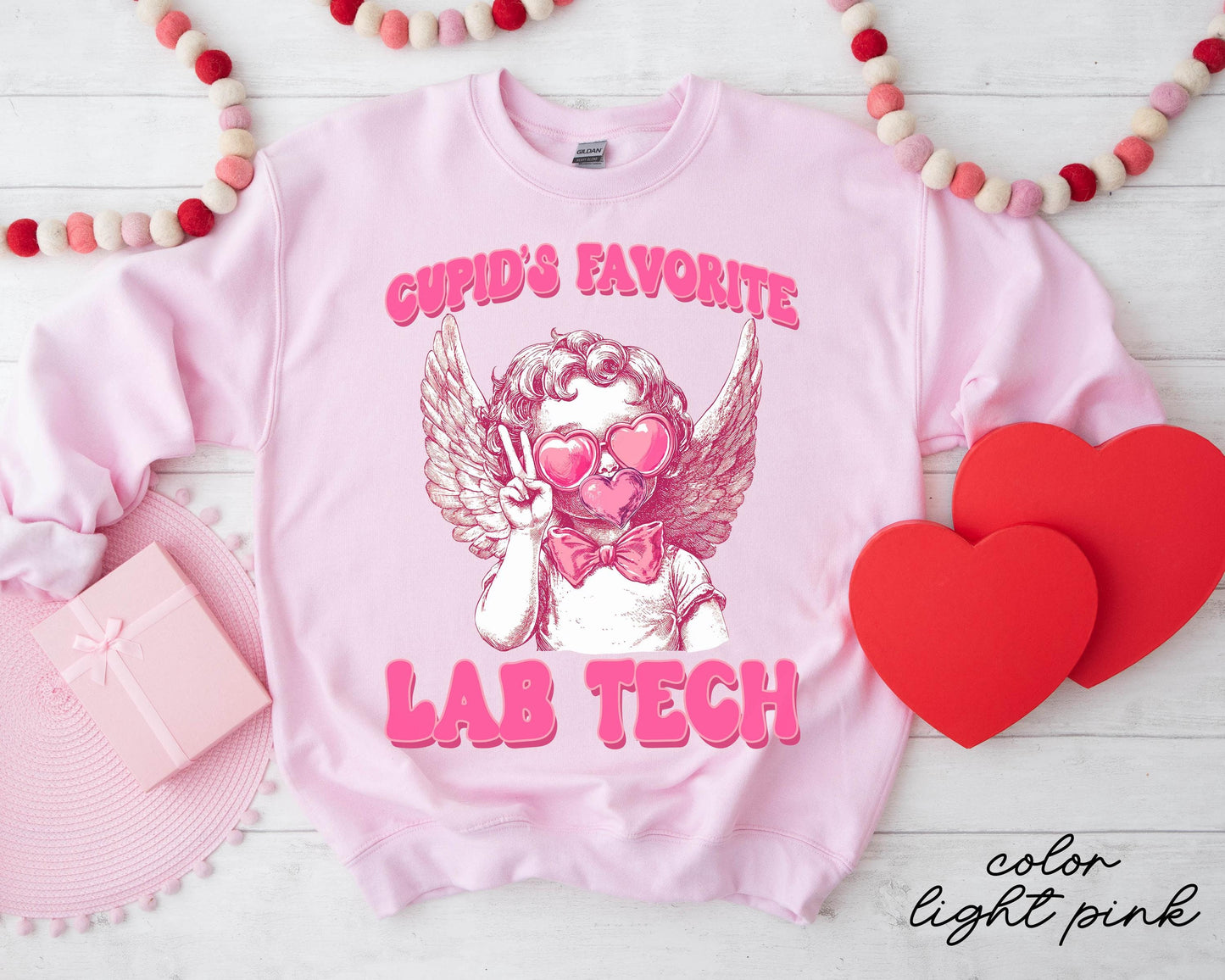 Lab Tech Sweatshirt Laboratory Tech Valentine39s Day Gifts Cupid Crewneck Valentine39s Day Sweater Shirt Women Sweatshirt – Soft Feel · Perfect For Daily Wear