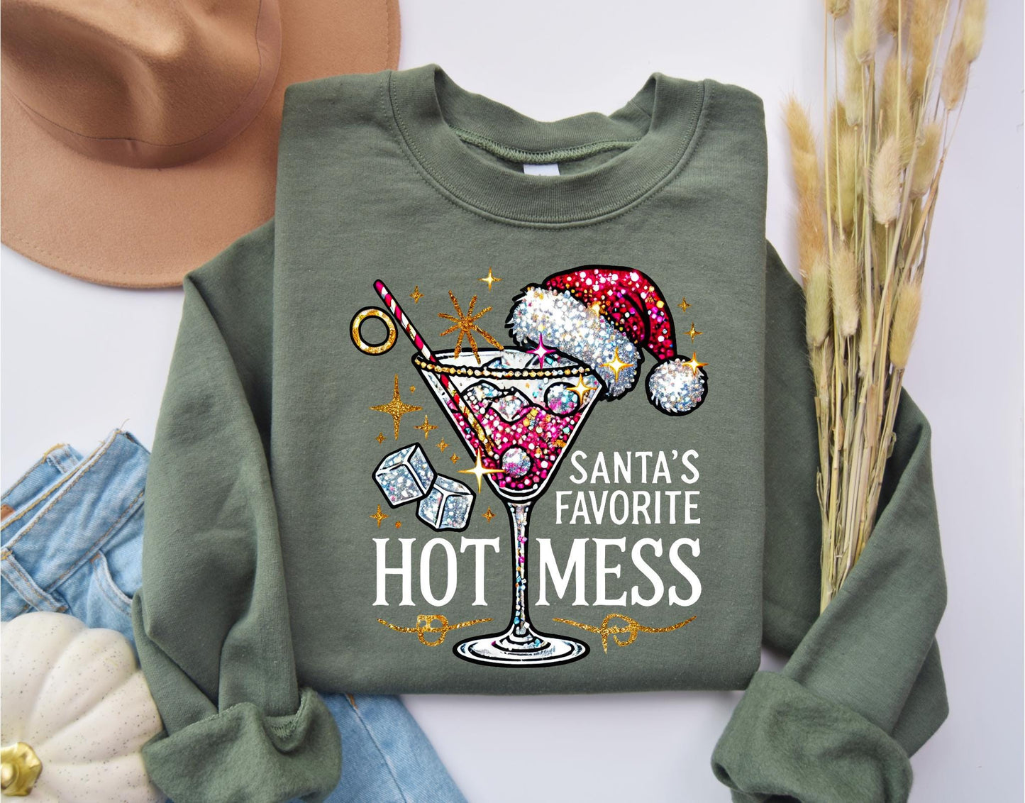 Santa39s Hot Mess Sweater Christmas Martini Sweatshirt Christmas Drink Sweatshirt Christmas Party Shirt Funny Sweatshirt Christmas Shirt Sweatshirt – Cozy Vibes · Top Pick For Any Outfit