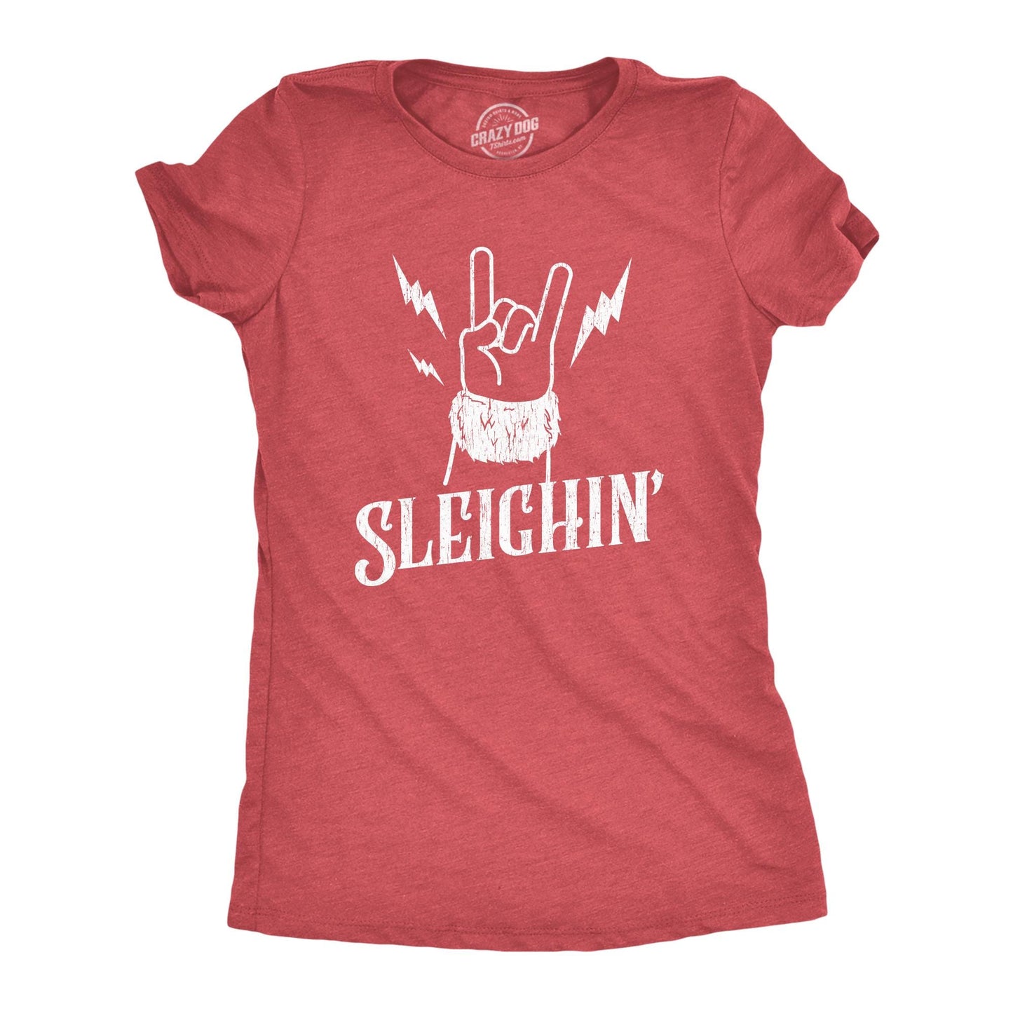 Funny Rude Christmas Shirts Santa Shirt Women Sleighin Santa Metal Christmas Rock On Rock Hand Offensive Rude Festive Top Santa Shirt Graphic Tee – Aesthetic Look · Must-Have Style