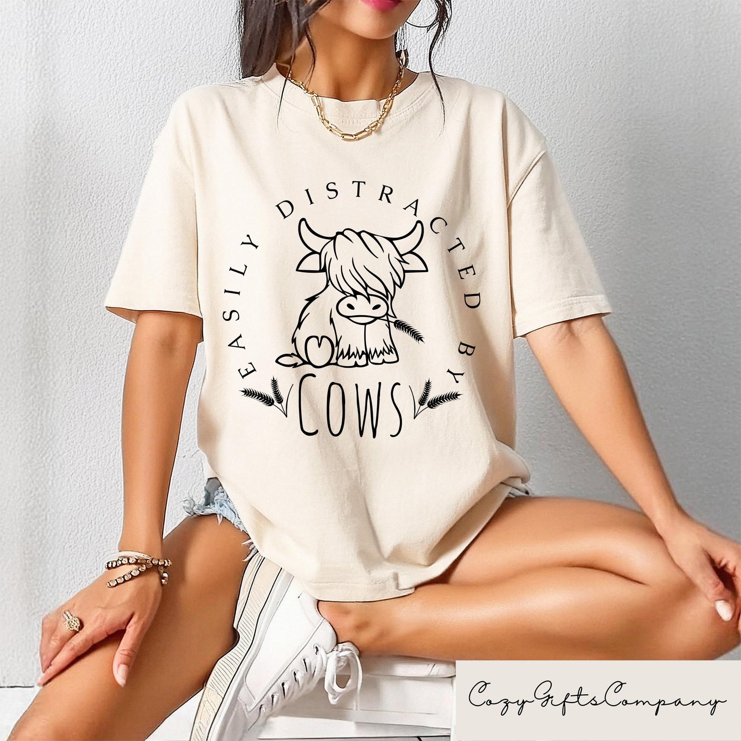 Easily Distracted By Cows Shirt Cow Sweatshirt Funny Cow Sweater Farm Love Pullover Farm Animal Tshirt Cute Humorous Cow Quote Crewneck Sweatshirt – Soft Feel · Perfect For Daily Wear