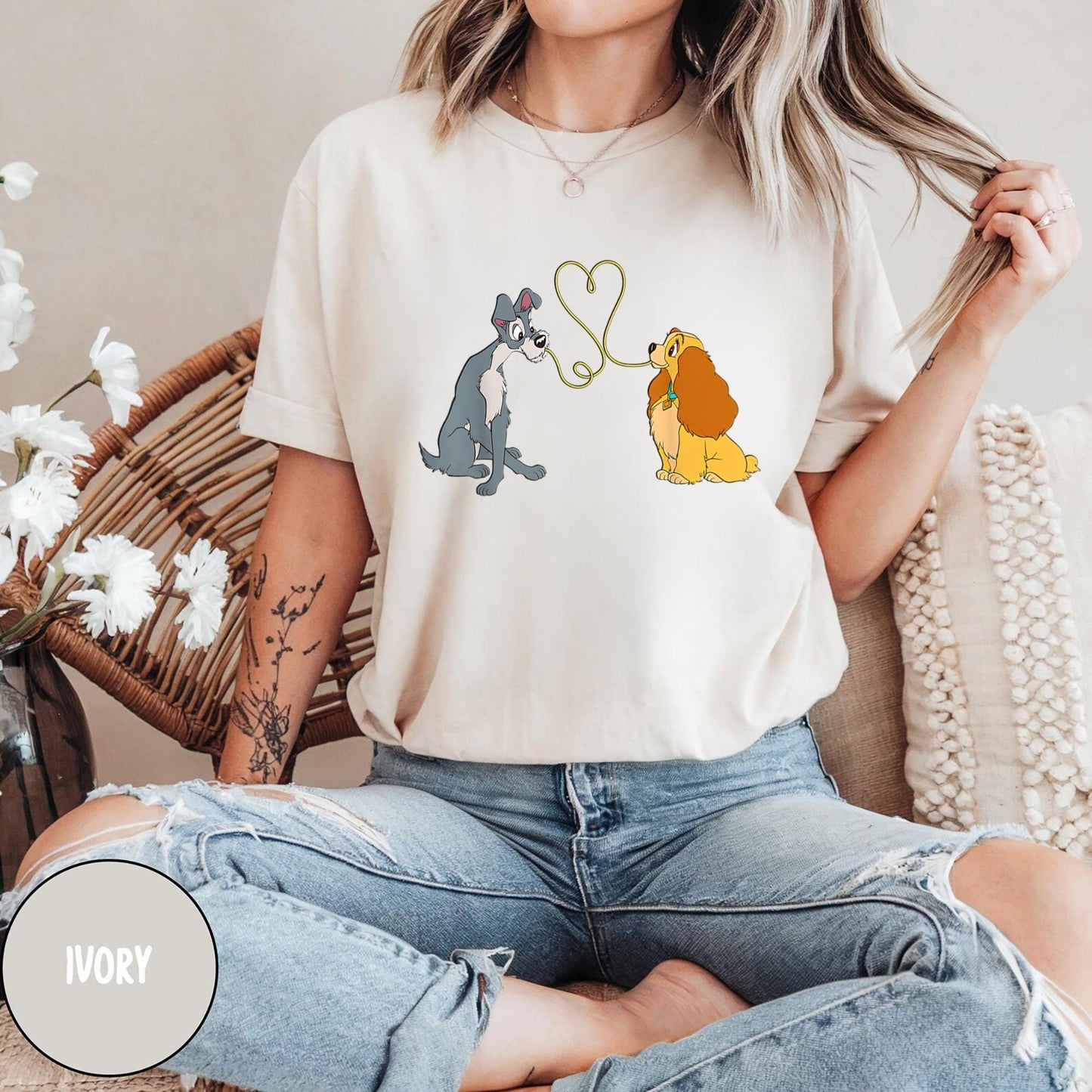 Disney Lady And Tramp Shirt Lady And Tramp Couple Shirt Disney Dogs Valentine Shirt Disneyland Valentine39s Day Shirt Graphic Tee – Fan Favorite · Great Gift For Fans