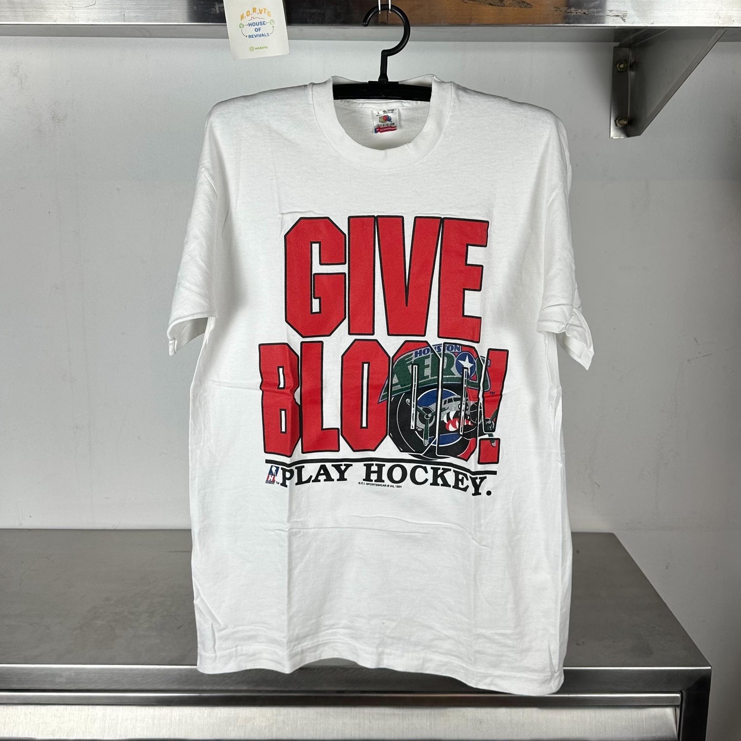 Vintage 1994 Houston Aeros Give Blood Play Hockey IHL AHL single stitch T shirt Vintage Houston Aeros Tshirts Hockey Tshirts Sports Tees Graphic Tee – Soft Feel · Must-Have Style