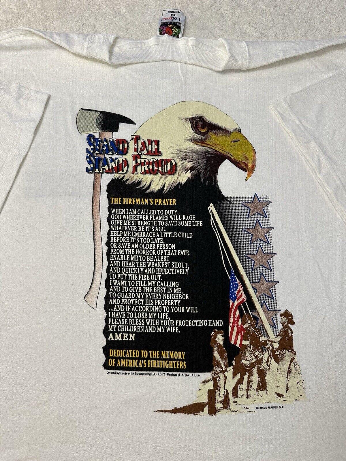 Vintage Y2K Fallen Heroes NYC 911 September 11th Fireman Prayer T Shirt XL NEW Graphic Tee – Easygoing Wear · Perfect For Daily Wear