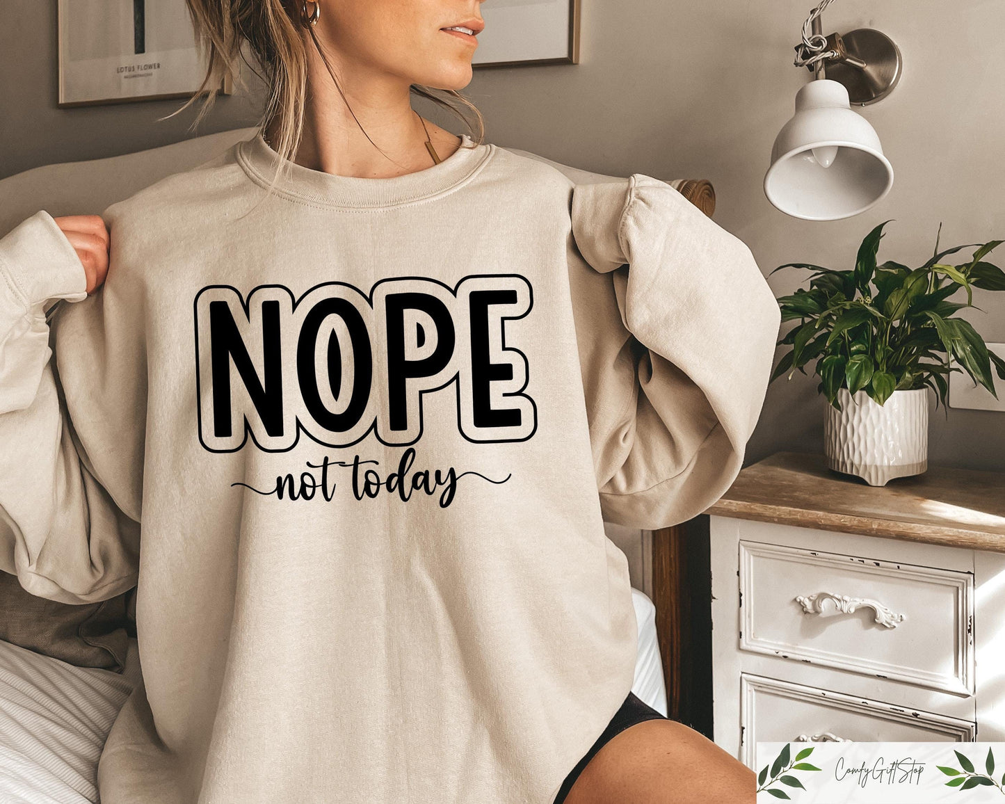 Nope Not Today Sweatshirt Nope T shirt Aesthetic Crewneck Funny Introvert Sweater Humorous Hoodie Oversized Sarcastic Women Tee Hoodie – Aesthetic Look · Top Pick For Any Outfit