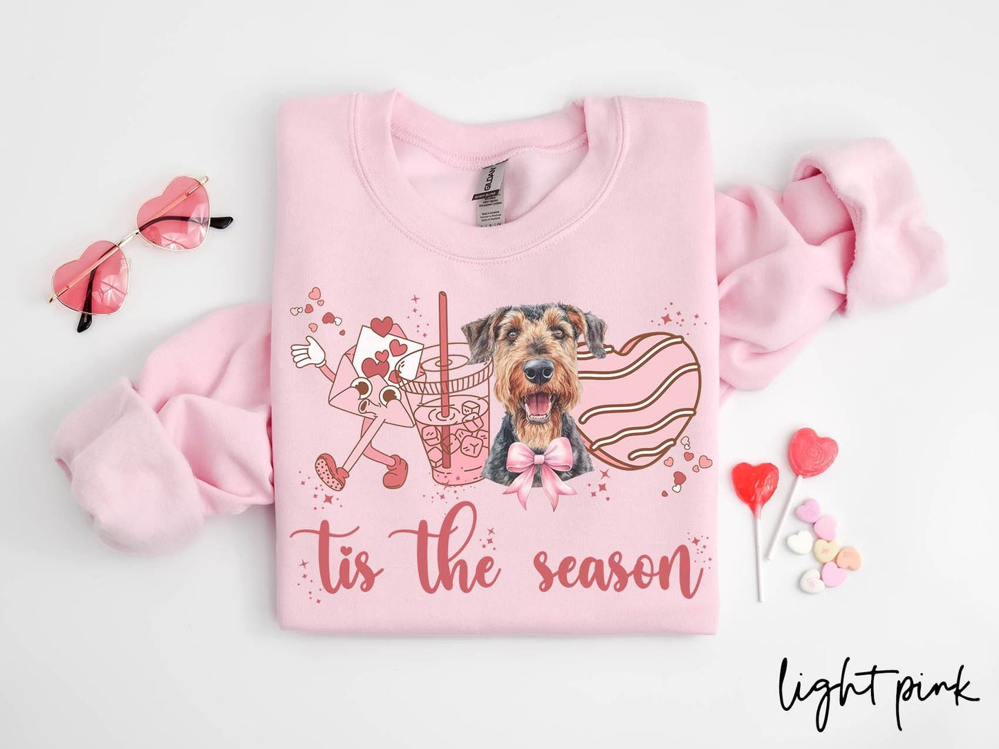 Airedale Terrier Dog Valentine39s Day Sweatshirt Valentines Airedale Terrier Gifts Dog Mom Crewneck Shirt Long Sleeve Sweatshirt – Bold Style · Trending Graphic Apparel