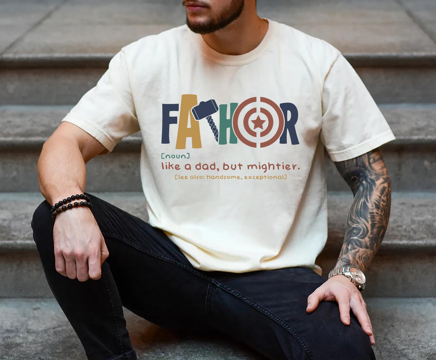 Fathor Definition T Shirt Fathers Day Mighty Dad Gift Dad Men39s Shirt Superhero Dad Shirt Funny Fathers Day Tee Graphic Tee – Aesthetic Look · Top Pick For Any Outfit