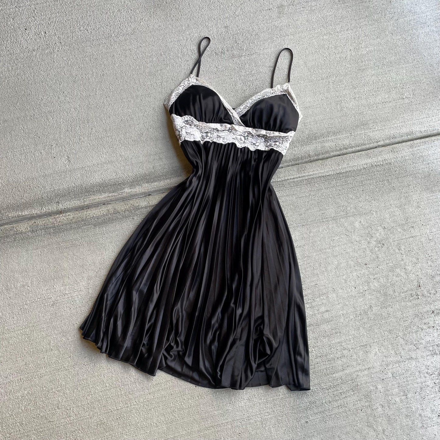 XOXO y2k early 2000s black pleated lace trim satin dress size M Graphic Tee – Bold Style · Must-Have Style