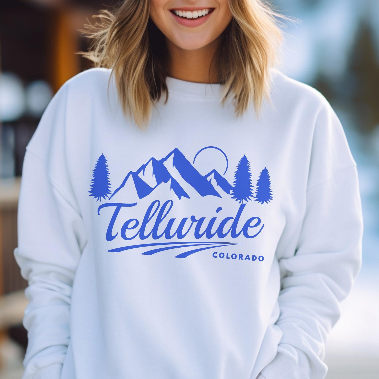 Telluride Colorado Sweatshirt Unisex Mountain Telluride Sweatshirt Personalization Available Sweatshirt – Easygoing Wear · High-Quality Print