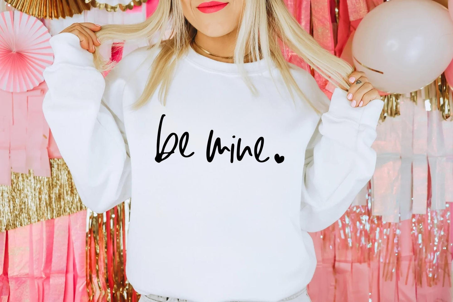Valentine Sweatshirt Be Mine Valentines Shirts for Women Cute Crewneck Pullover Women Shirt Gift For Her Wife GF Galentines Gift Sweatshirt – Fan Favorite · Great Gift For Fans
