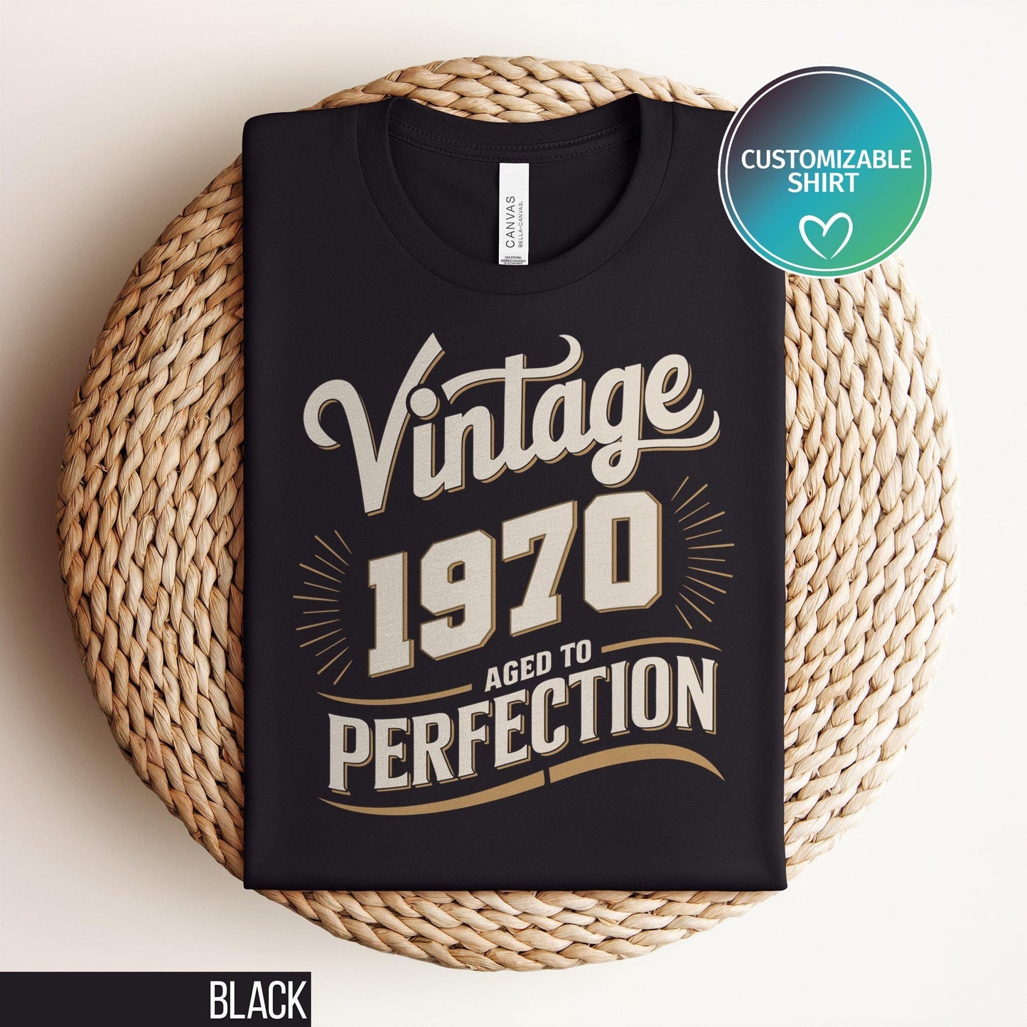Customizable Aged To Perfection T Shirt Personalized Retro Birthday Gift Custom Classic T Shirt Dad Birthday Tee Custom Birthday Shirt Graphic Tee – Bold Style · Top Pick For Any Outfit