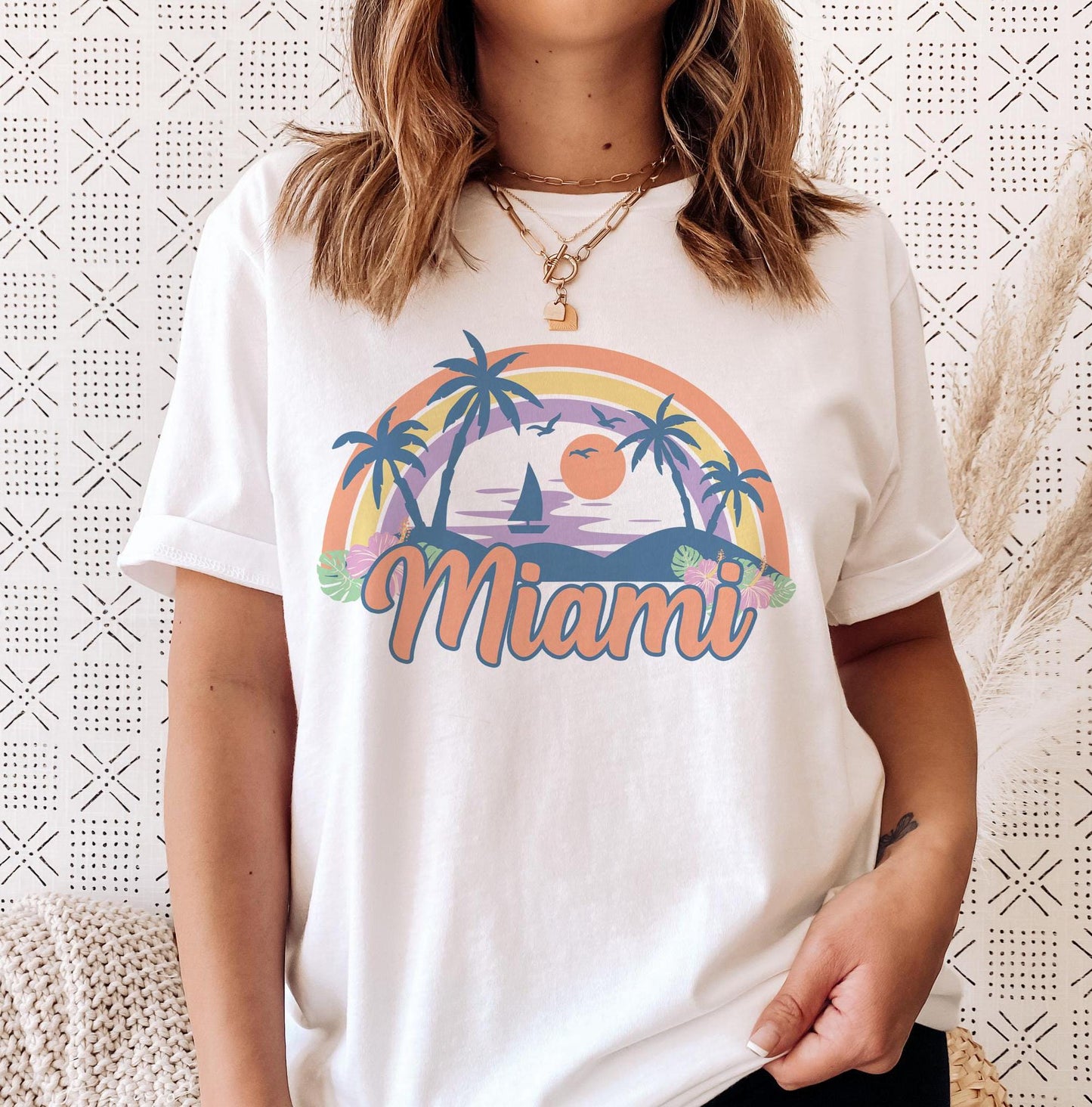 Miami Florida TShirt Retro Beach Unisex Miami Shirt Personalization Available Graphic Tee – Warm & Stylish · Perfect For Daily Wear