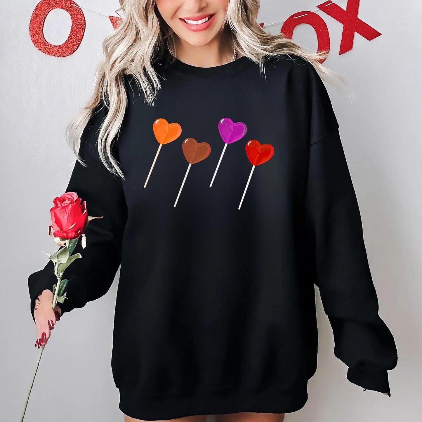 Valentines T Shirt Lollipop Valentines Design Sweatshirt VDay Shirt Valentines Day Gift For Friend Valentines Sucker Shirt Sweatshirt – Everyday Comfort · Top Pick For Any Outfit