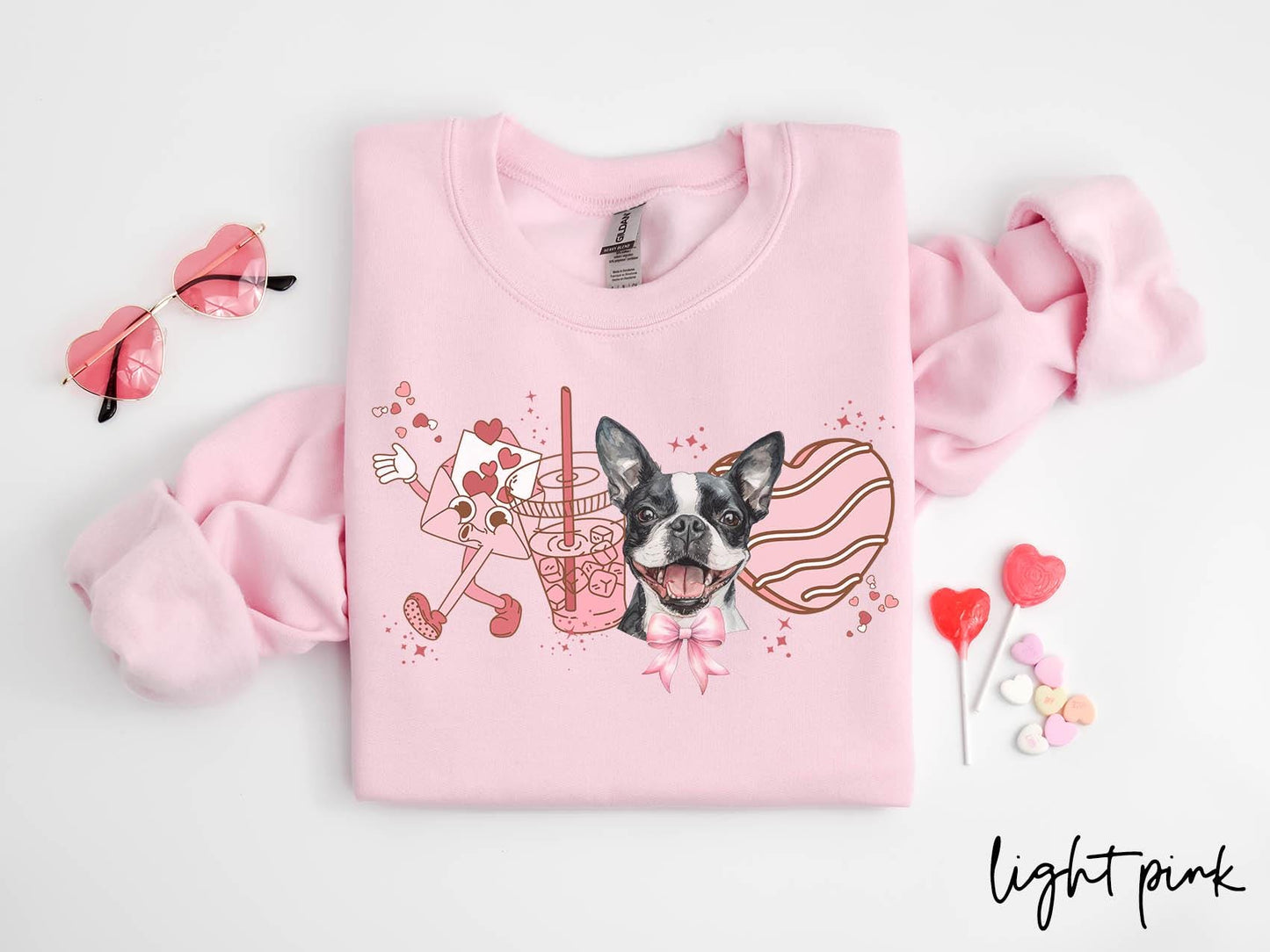 Boston Terrier Dog Valentine39s Day Sweatshirt Valentines Boston Terrier Gifts Dog Mom Crewneck Shirt Long Sleeve Sweatshirt – Aesthetic Look · Perfect For Daily Wear