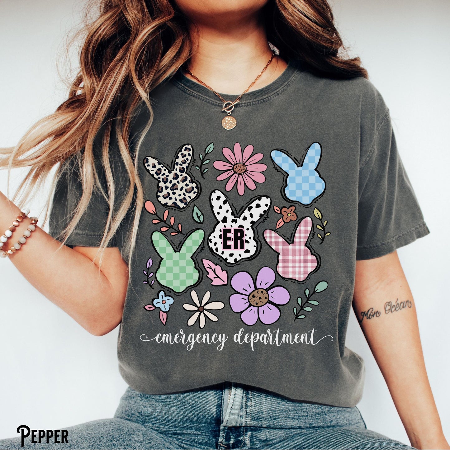 Emergency Department Easter Shirt ER Nurse Doctor Crew RN LPN Easter Bunny Tee Spring Flowers Emergency Room Gift Graphic Tee – Fan Favorite · High-Quality Print