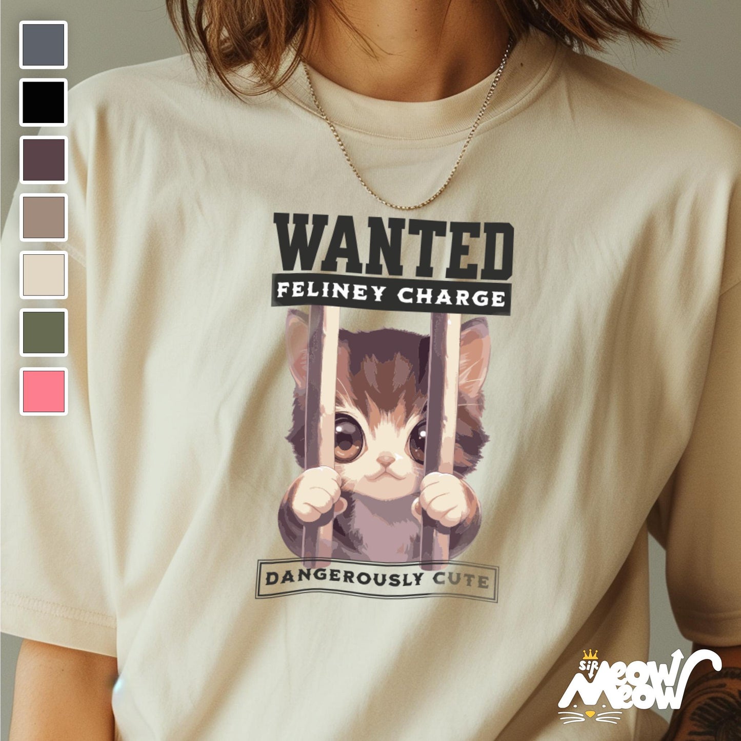 Dangerously Cute Cat Tee Wanted Feliney Charge T Shirt Funny Cat Lover Gift Graphic Tee – Aesthetic Look · Perfect For Daily Wear