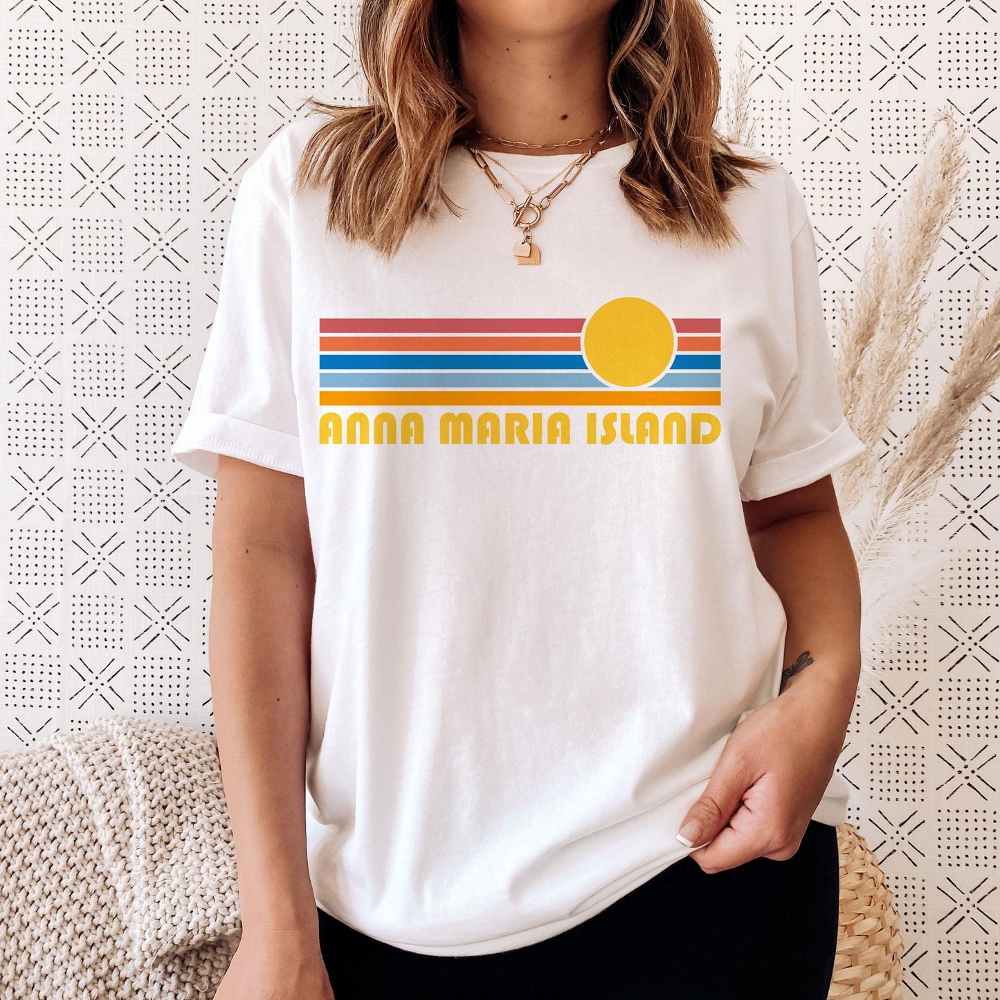 Anna Maria Island Florida TShirt Retro Sunset Adult Unisex Anna Maria Island T Shirt Personalization Available Graphic Tee – Soft Feel · High-Quality Print