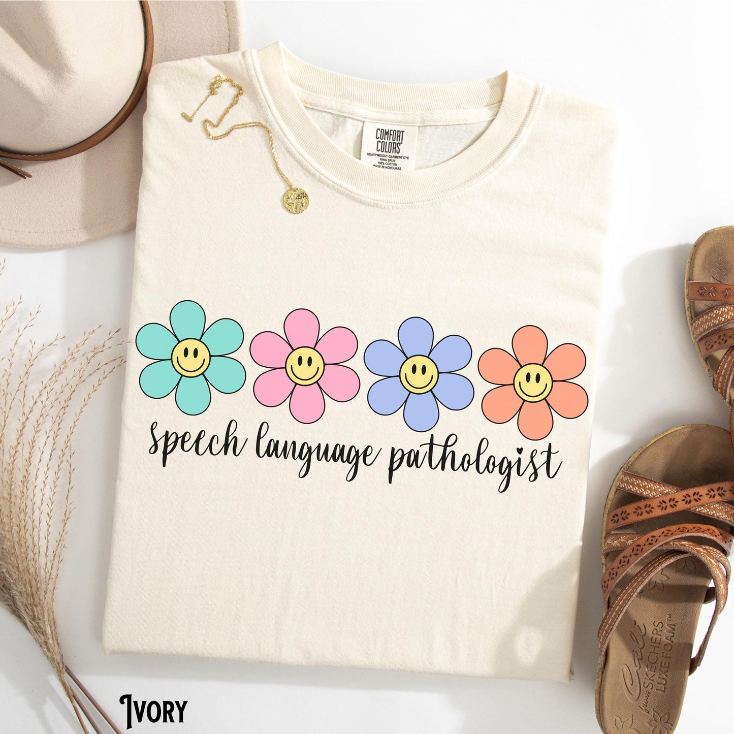 Speech Language Pathologist Shirt Speech Pathology Tee SLP Tshirt Speech Therapist SLPA Flowers Happy Face SLP Gift Graphic Tee – Aesthetic Look · Trending Graphic Apparel