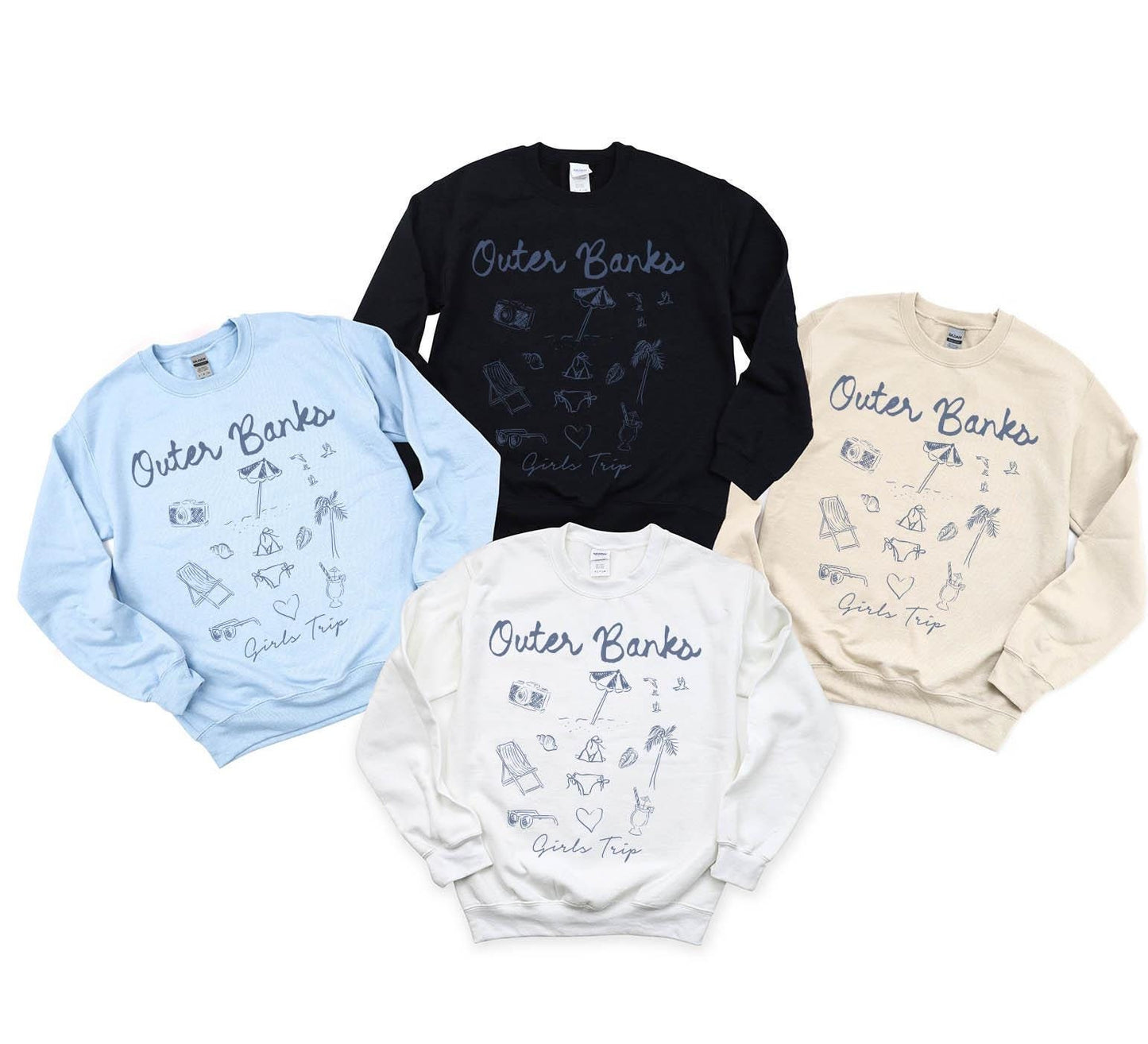 Outer Banks Sweatshirt Girls Trip Favors Friends Trip Sweatshirt Matching Gifts Group Crewneck Shirt Long Sleeve Sweatshirt – Aesthetic Look · Great Gift For Fans