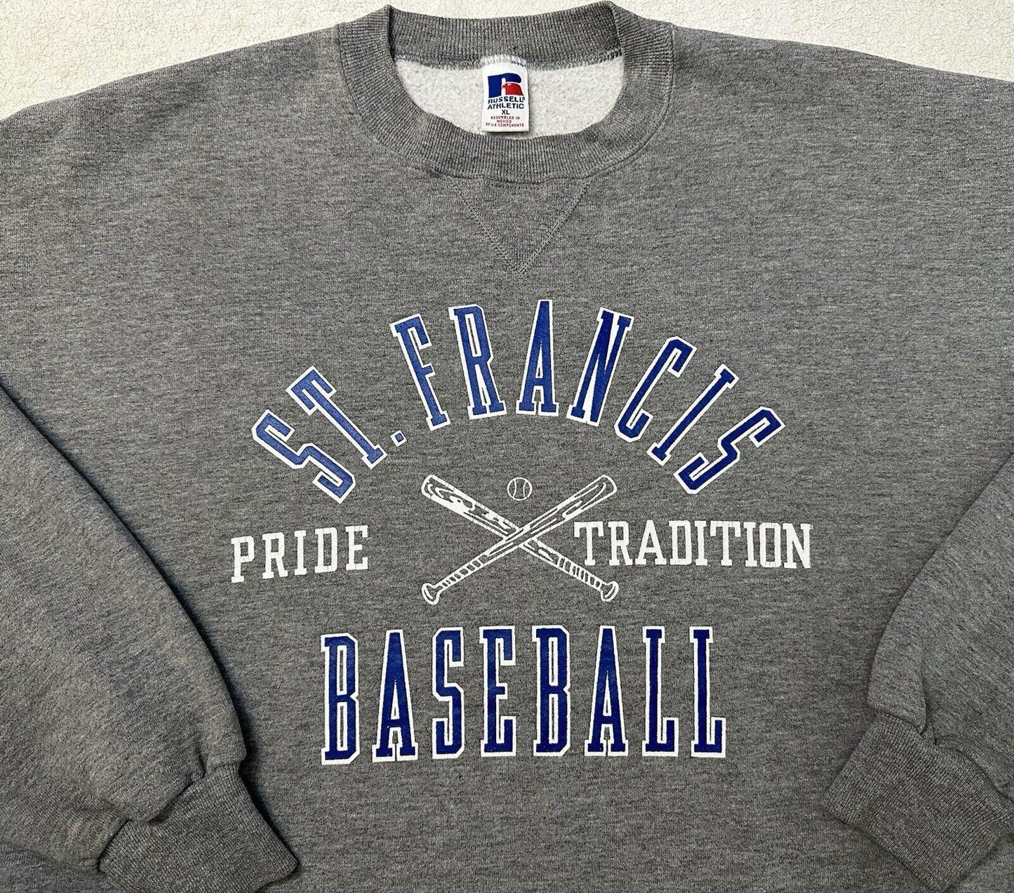 Vintage 1990s St Francis School Baseball Team Russell Athletic Sweatshirt XL Sweatshirt – Warm & Stylish · Trending Graphic Apparel