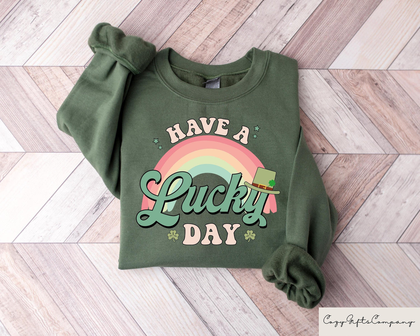 Retro Have A Lucky Day Sweatshirt Womens St Patricks Tshirt Lucky Shamrock Shirt Irish Day Gift Four Leaf Clover Crewneck St Paddys Tee Sweatshirt – Warm & Stylish · Trending Graphic Apparel