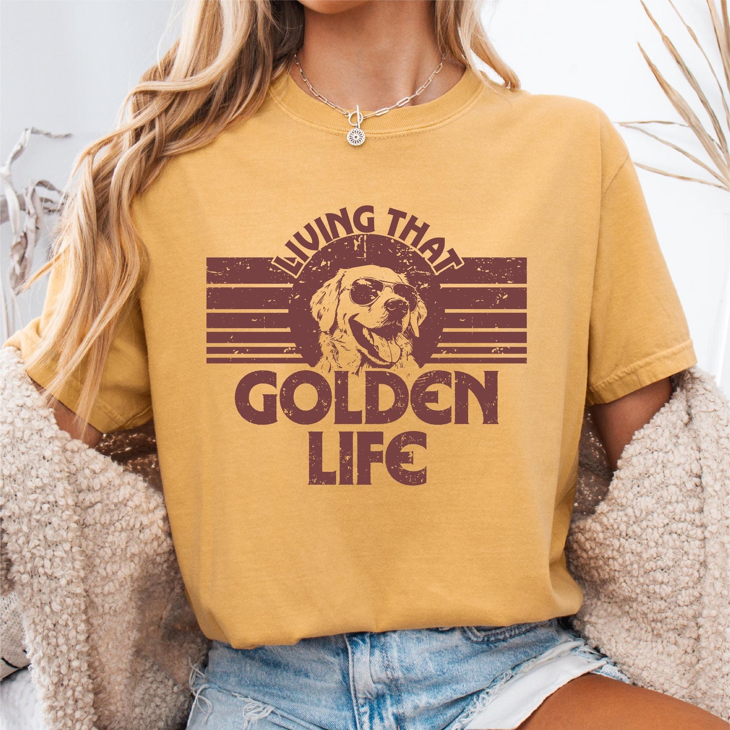 Cute Golden Retriever Dog Mom Tshirt Life is Golden Shirt English Retriever Gift Gift for Dog Lover New Dog Owner Gift Graphic Tee – Premium Graphic · High-Quality Print
