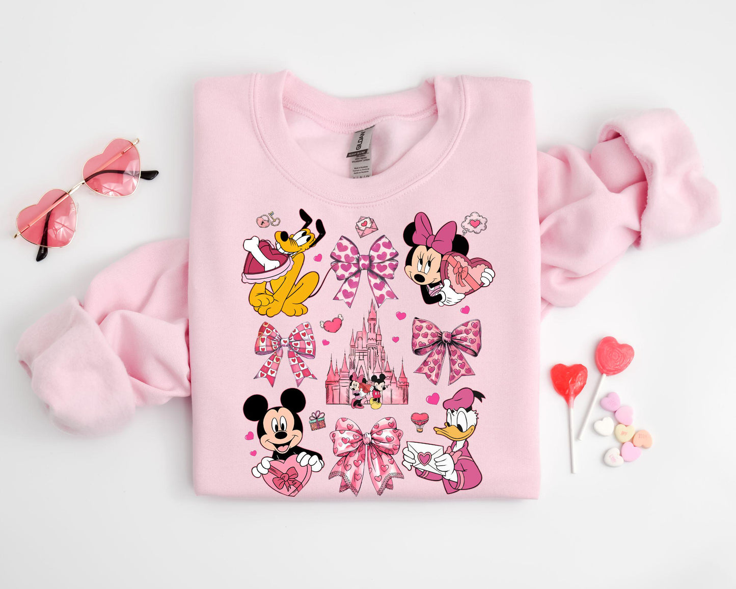 Coquette Bows Mickey and Friends Disney Happy Valentine39s Day Shirt WDW Disneyland Valentines Couple Tee Disney Love HeartFamily Trip Tee Graphic Tee – Warm & Stylish · Great Gift For Fans