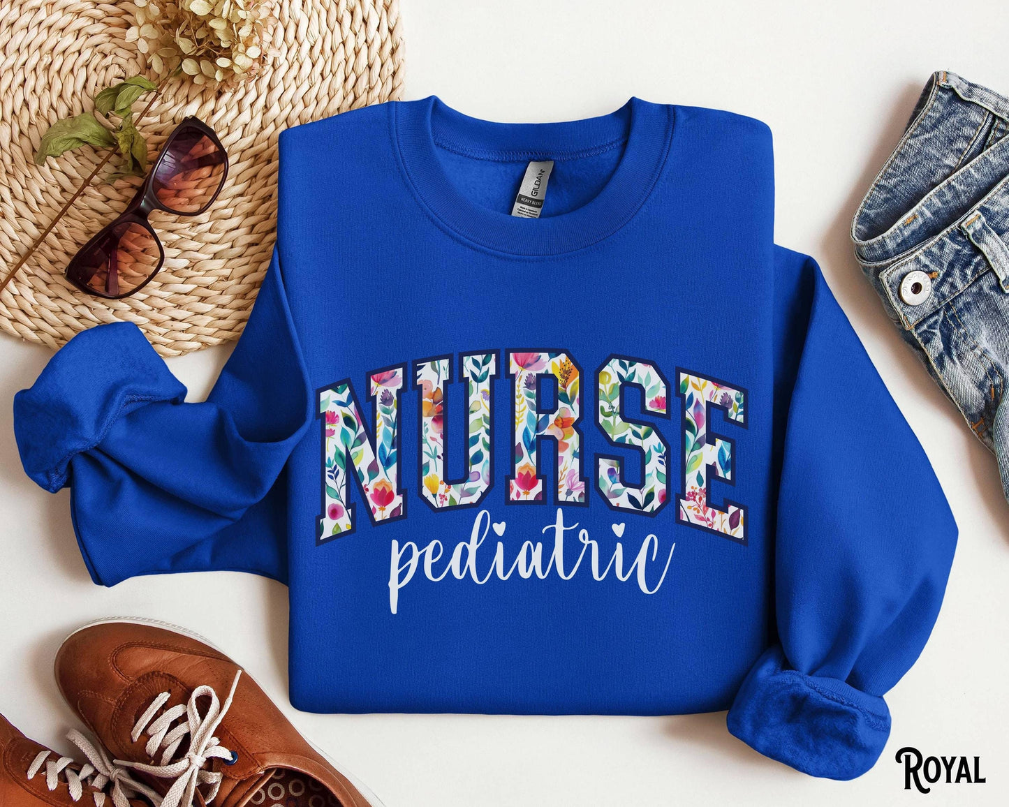 Pediatric Nurse Sweatshirt PEDS Sweater Pediatrics Nurse Floral Crewneck RN Flower Fleece PEDS Varsity Sweatshirt Pediatric Nurse Gift Sweatshirt – Premium Graphic · Must-Have Style