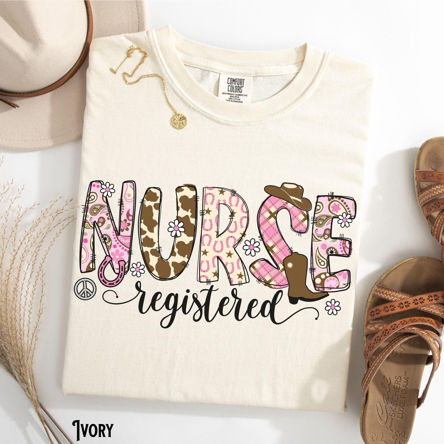 Registered Nurse Western Shirt RN Tee Cowgirl RN Tee Flowers Country Western Girly Hospital Nursing Gift for RN Graphic Tee – Soft Feel · Trending Graphic Apparel
